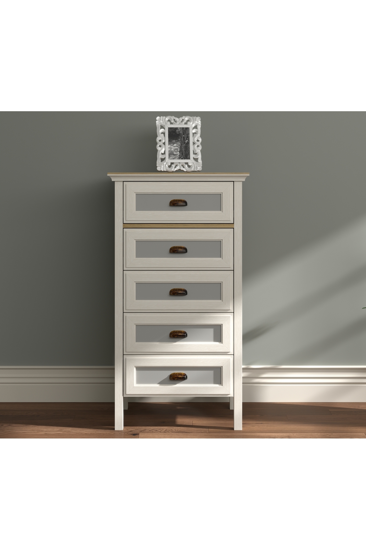 Hunerika Alenya Premium commode à 5 tiroirs - Minifiks - pierre de lune/Legnano