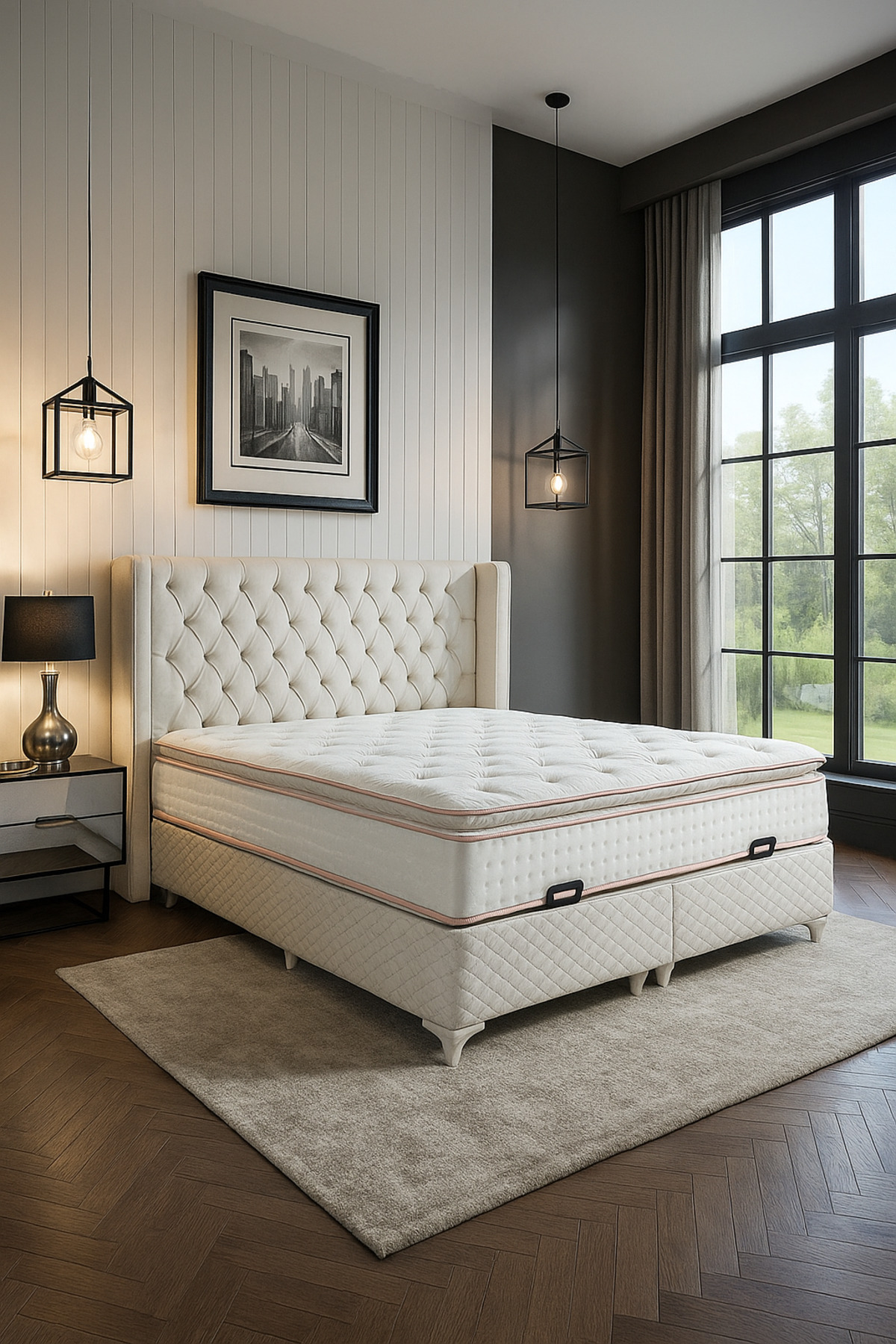 Matelas à ressorts ultra orthopédique avec rembourrage et soutien lombaire et dorsal en peluche, tissu en plumes de lapin ( cm)