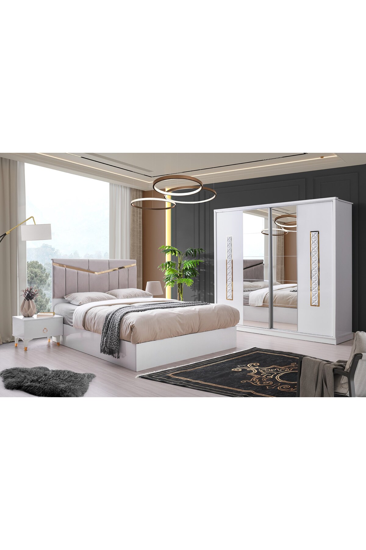 Ensemble de chambre à coucher Şehzade Beyaz Avrasya