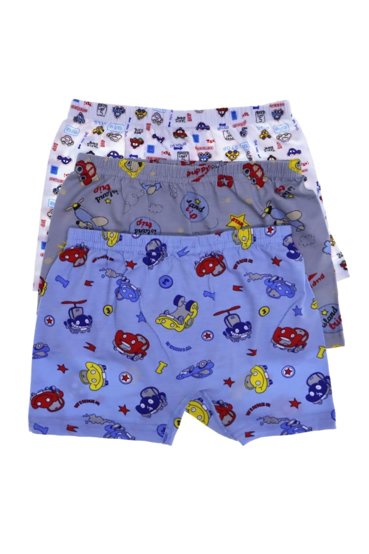 Boxer pour garçon gris en lycra imprimé, lot de 6