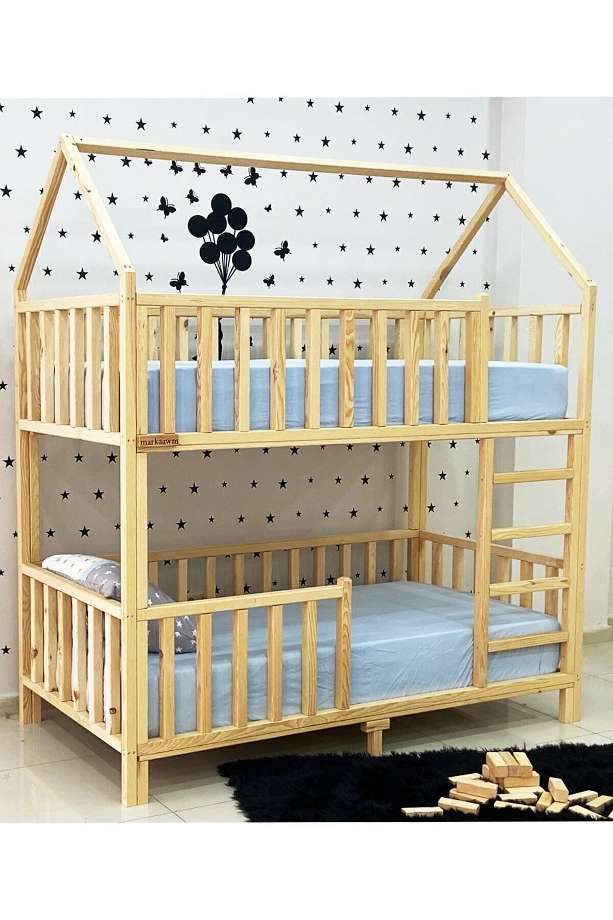 Lit superposé Montessori en bois avec toit Markaawm