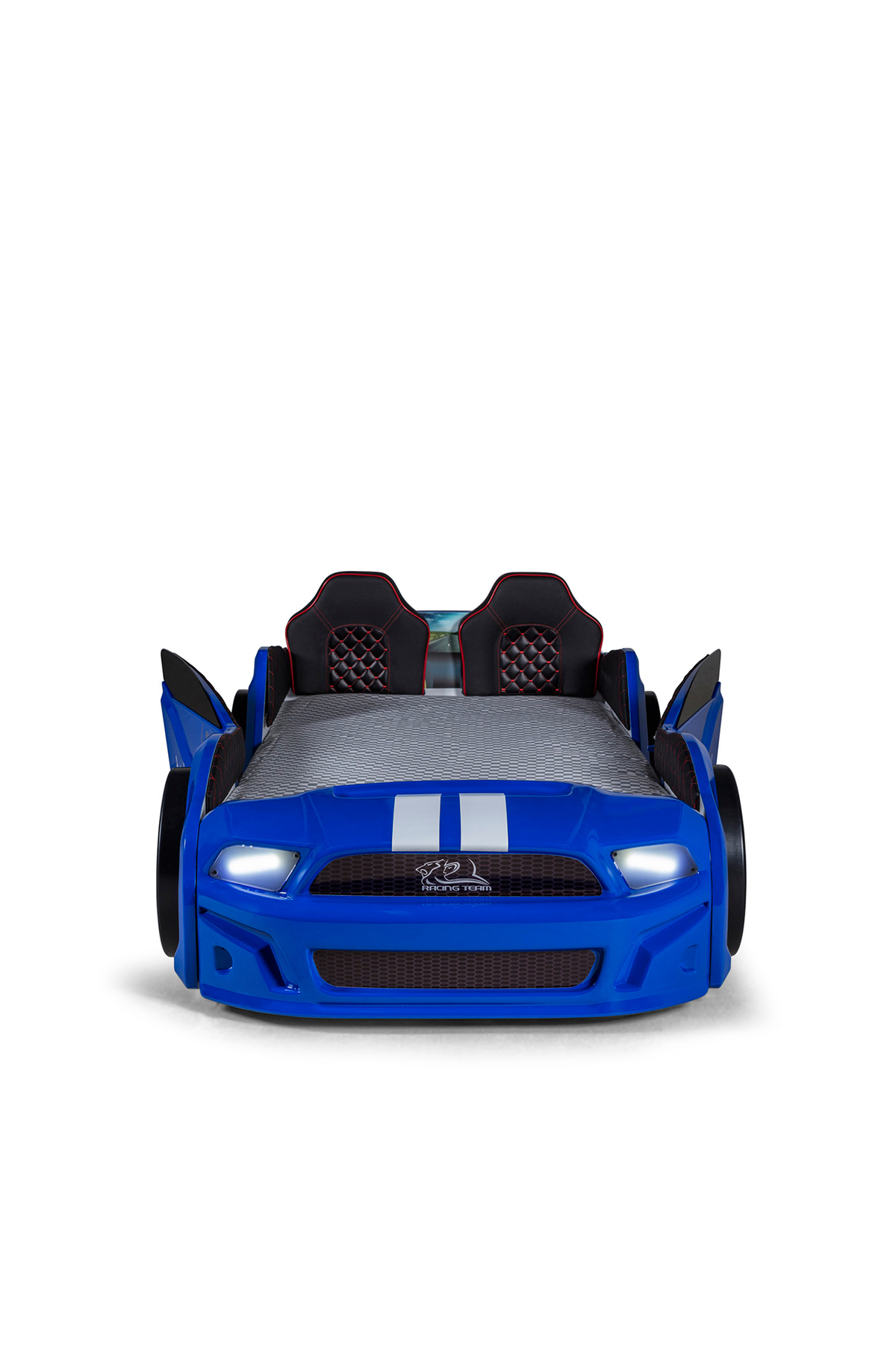 Portes de lit voiture avec base, Mustang à ouverture complète avec LED, télécommande et musique