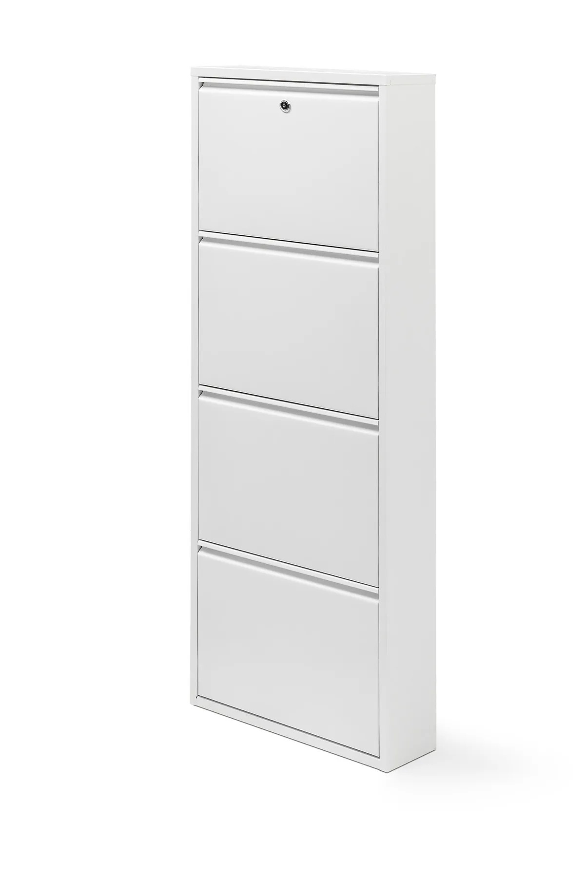 Porte-chaussures en métal verrouillable à 4 compartiments - Blanc - Ral 