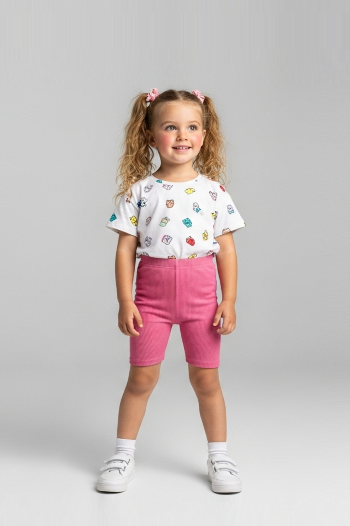 %  Coton Côtelé Kaşkorse Legging Court pour Fille avec Taille Haute Extensible