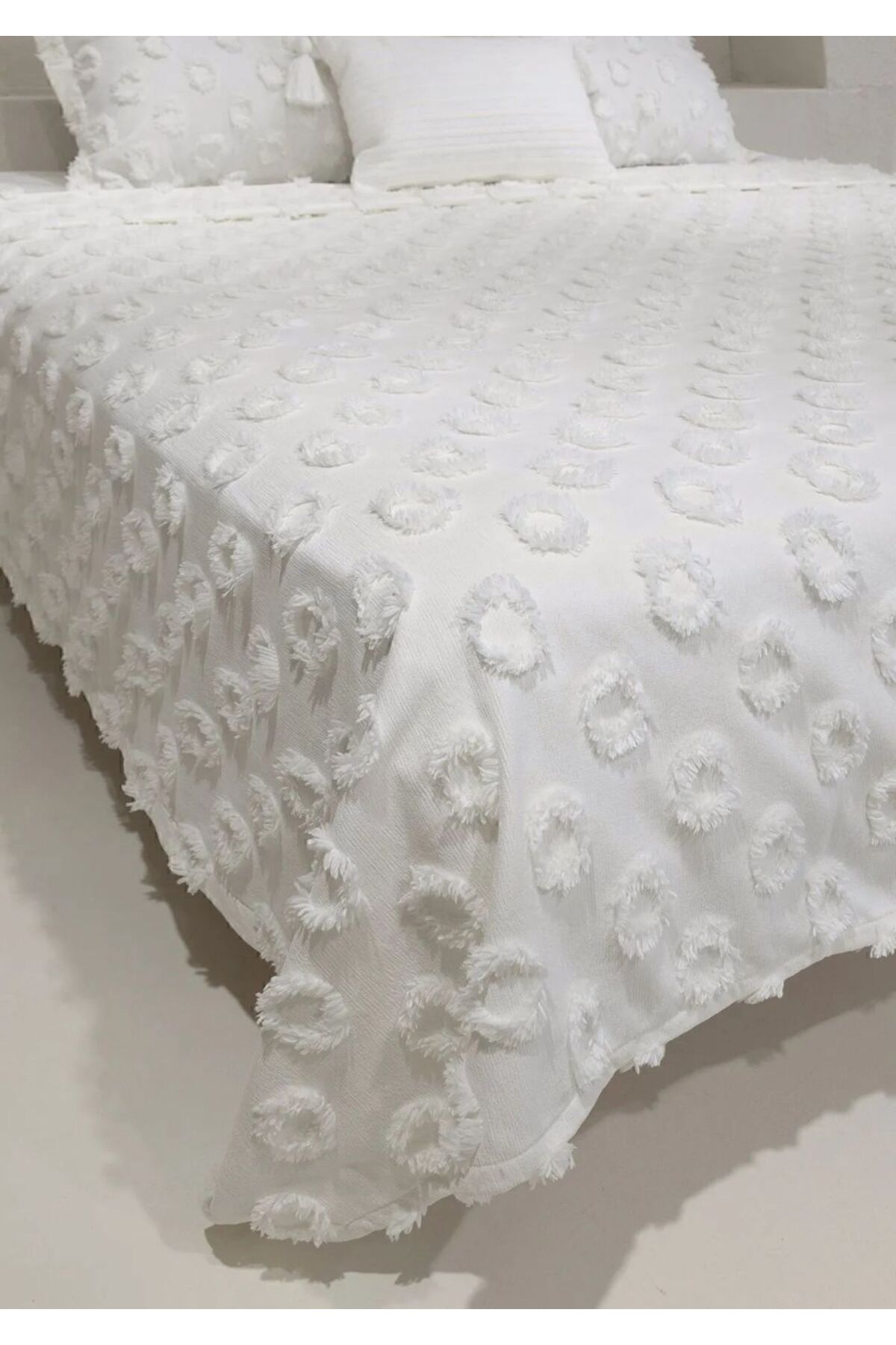 Ensemble de Housse de Lit Double Ponponlu Delux  Best House - Ecru -