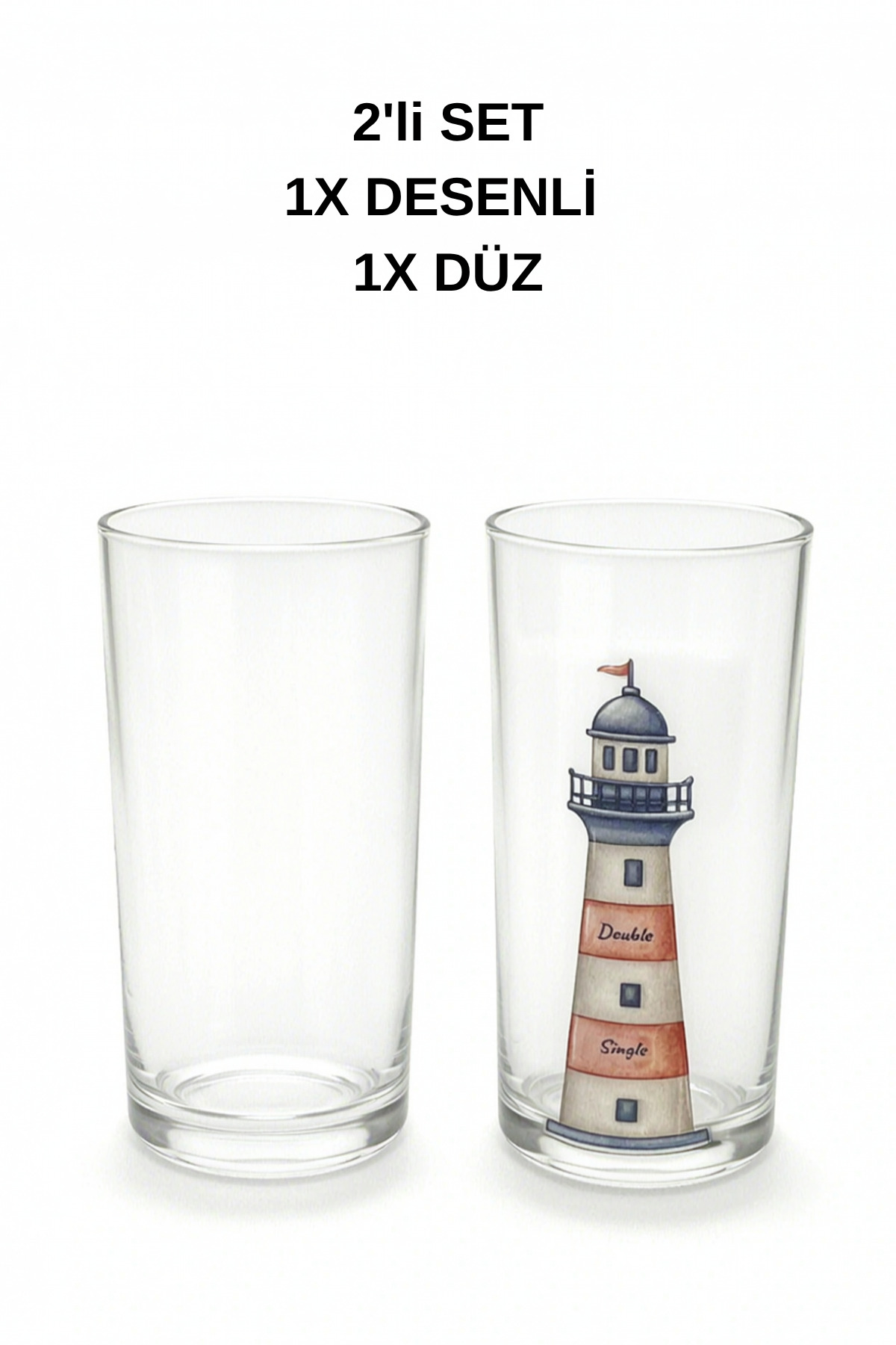 Verre à raki Marin incassable avec motif phare, lot de 2 - Type bateau et piscine, verre de marin