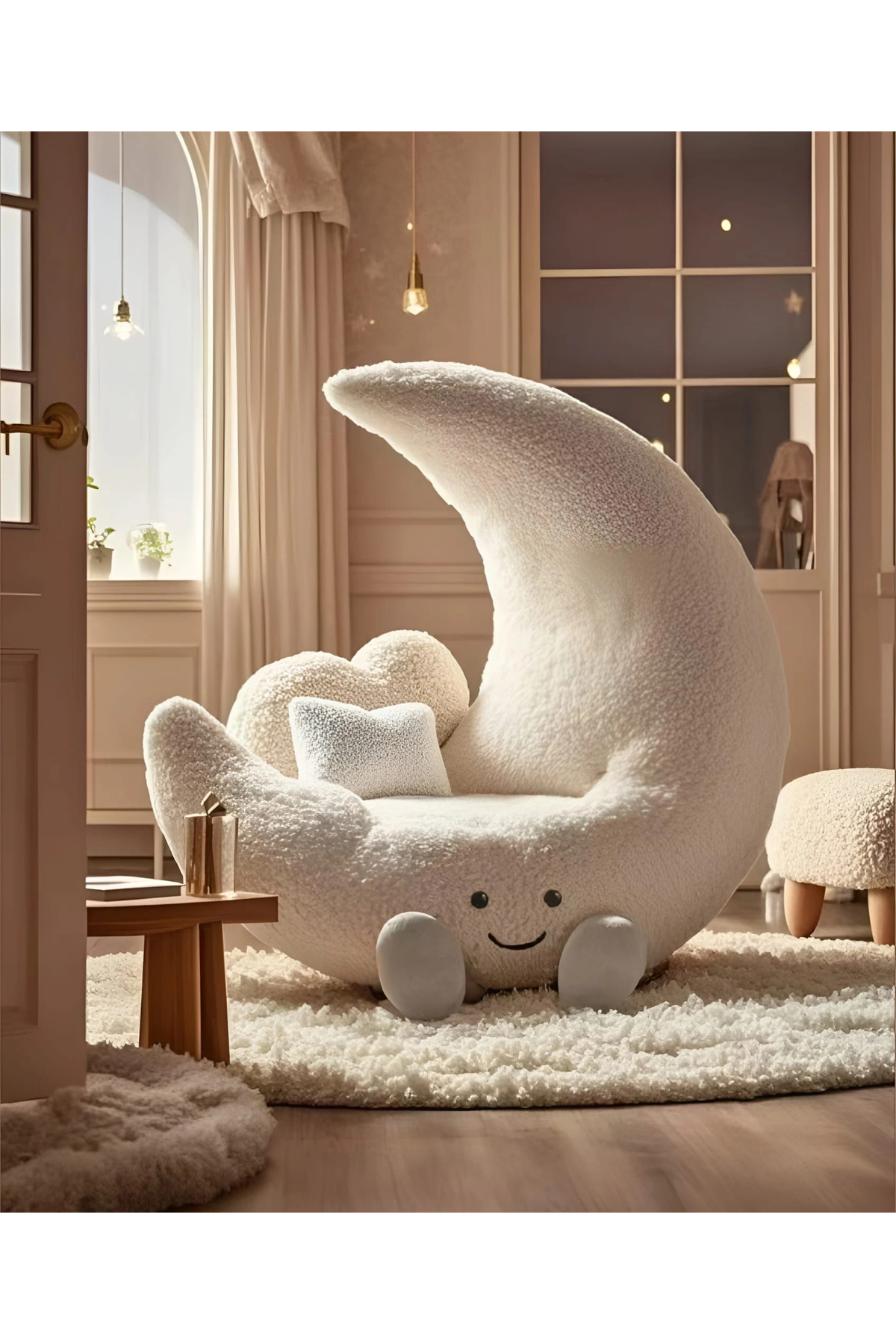 Chaise de sommeil à boucles Luna-Sleep en forme de lune