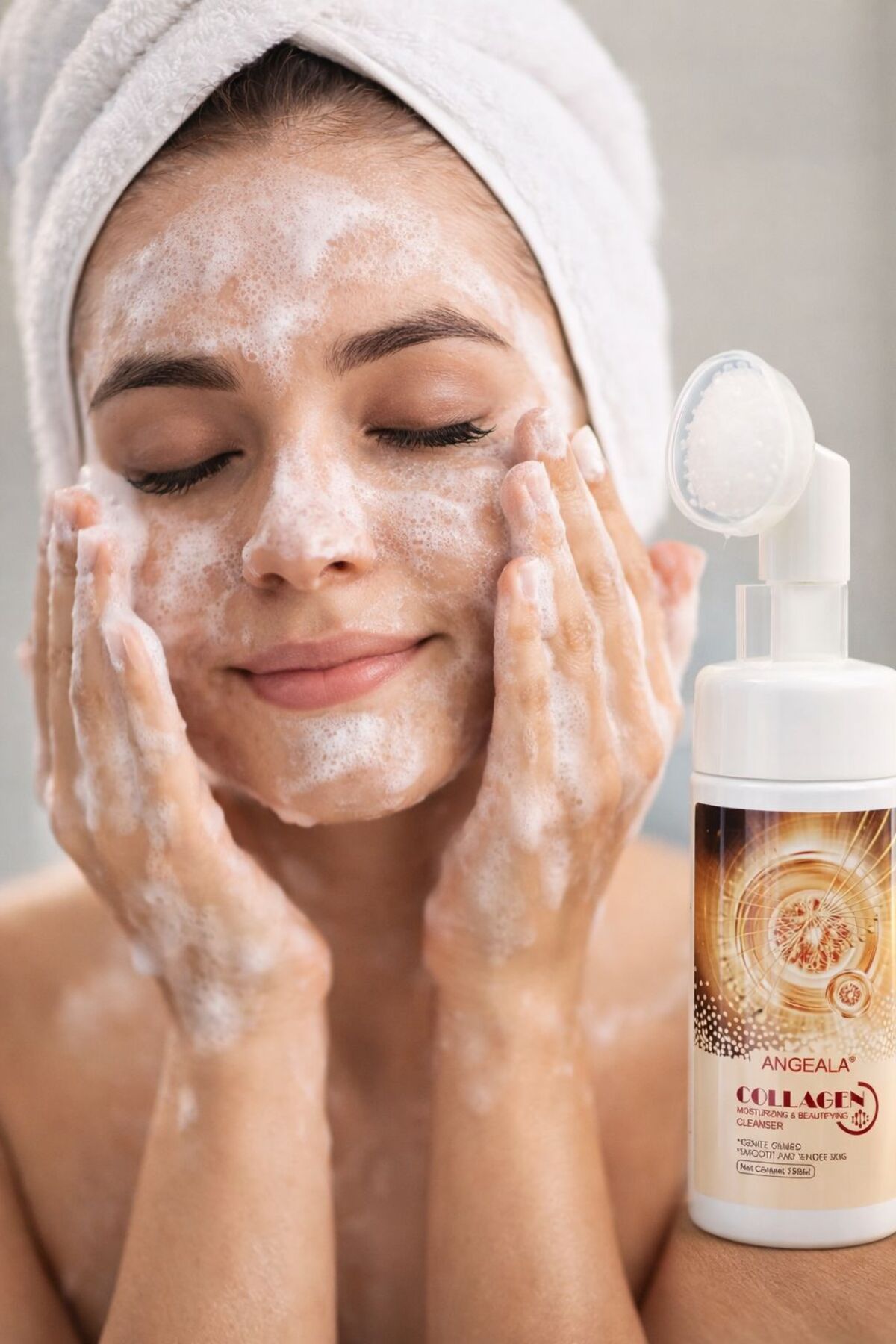Mousse Nettoyante Visage Contenant du Collagène – Produit de Soin de la Peau Nettoyant en Profondeur et Hydratant