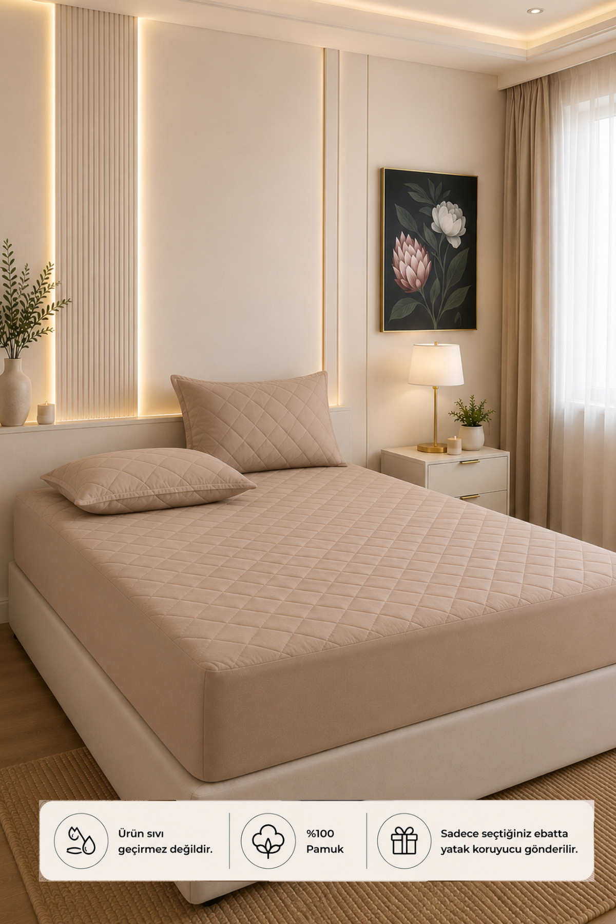 Protège-matelas matelassé en coton  % marron, ajusté, pour bébé-simple-double-king