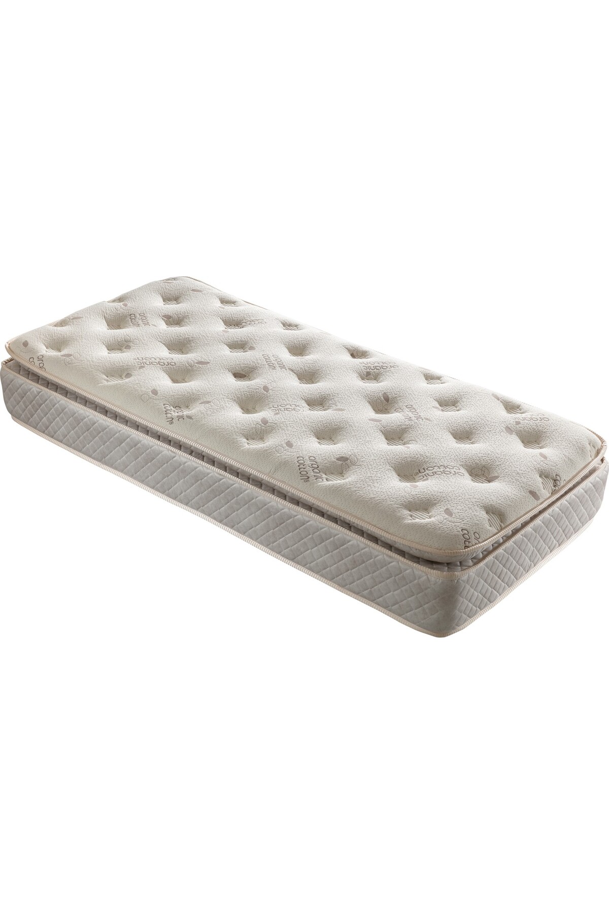 Matelas orthopédique à ressorts avec rembourrage en plumes d'oie en coton biologique, disponible en simple, double et pour bébé