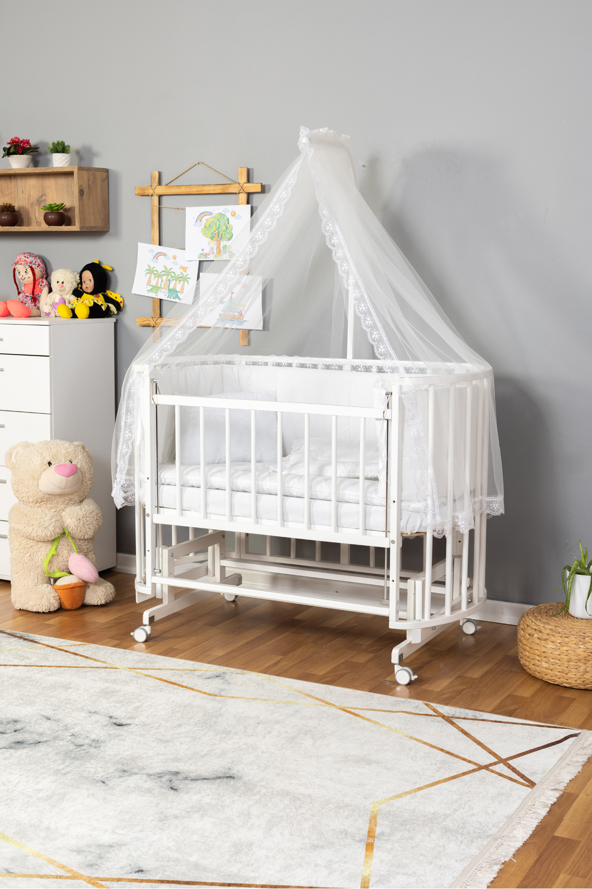 Prix du berceau portable en bois naturel pour bébé nouveau-né à côté de la maman