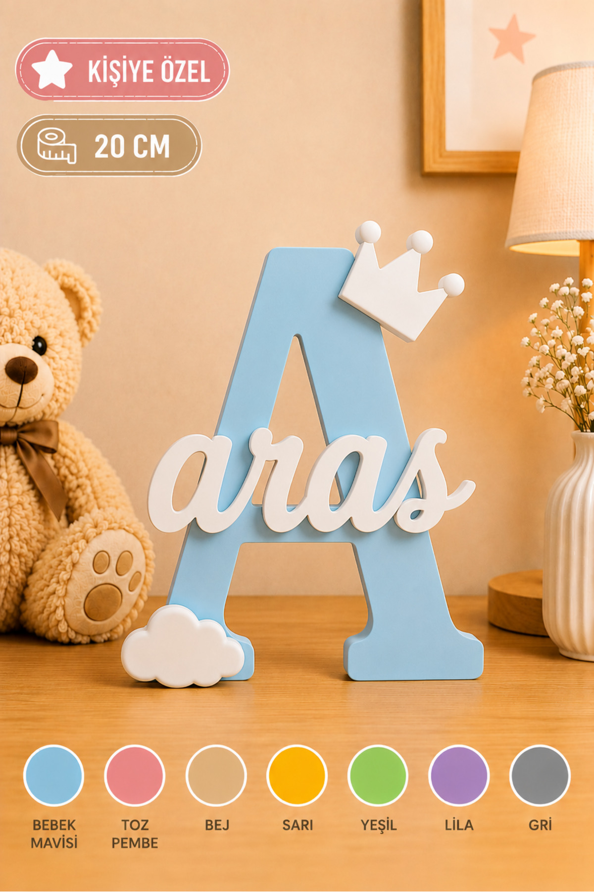 Plaque en plastique personnalisée avec prénom de  cm / pour chambre de bébé et d'enfant