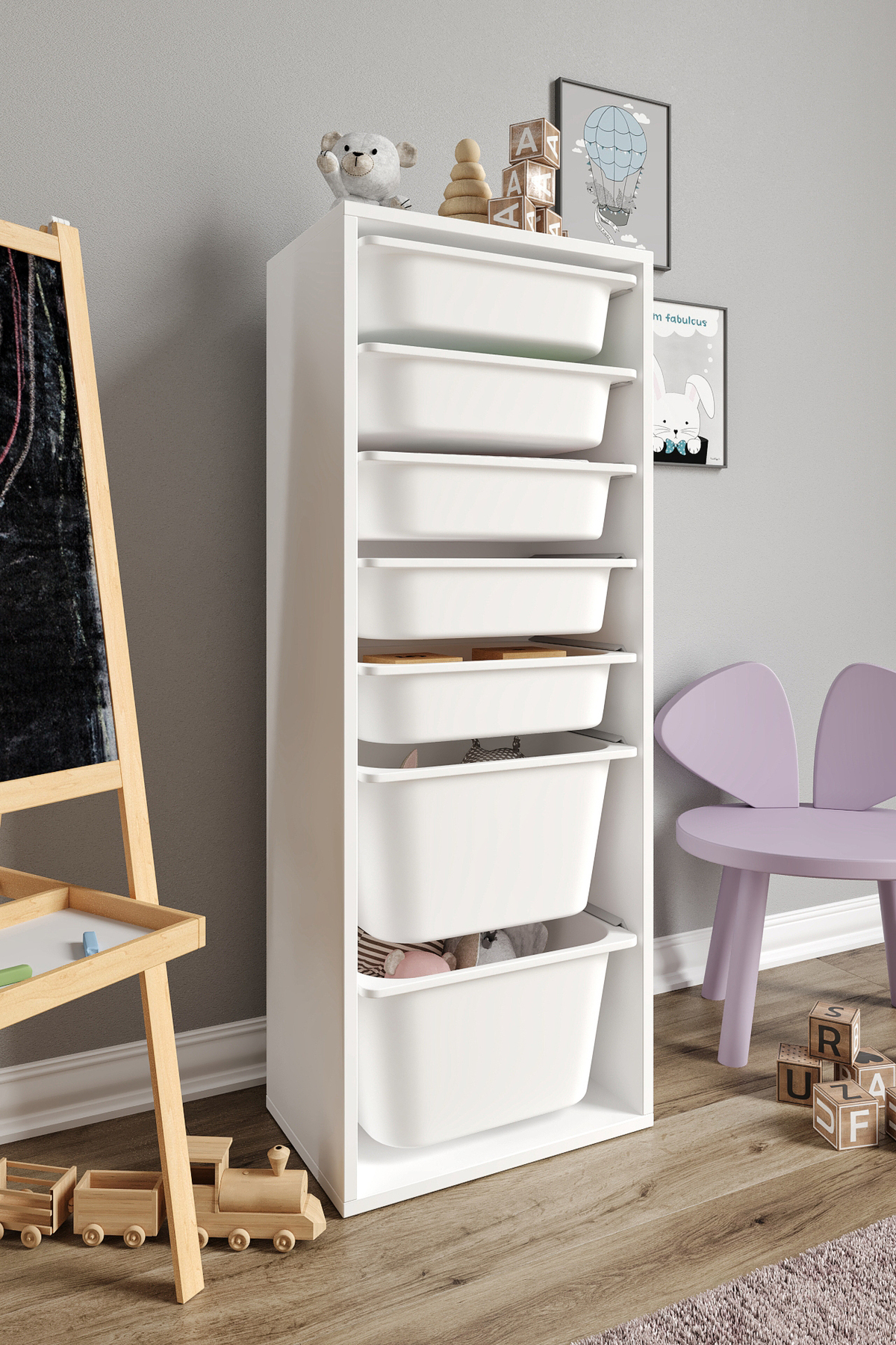 % MDF - Armoire à Jouets XL Mono 7 Paniers