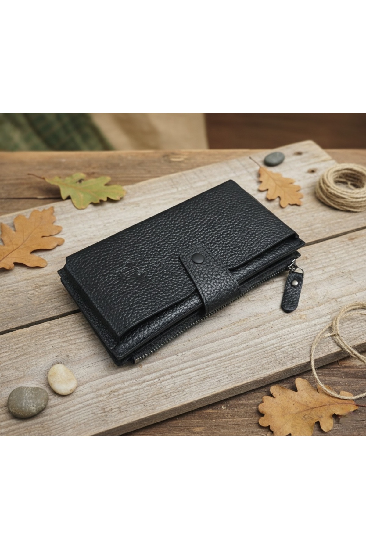 Porte-monnaie unisexe en cuir % véritable pour téléphone, cartes et argent