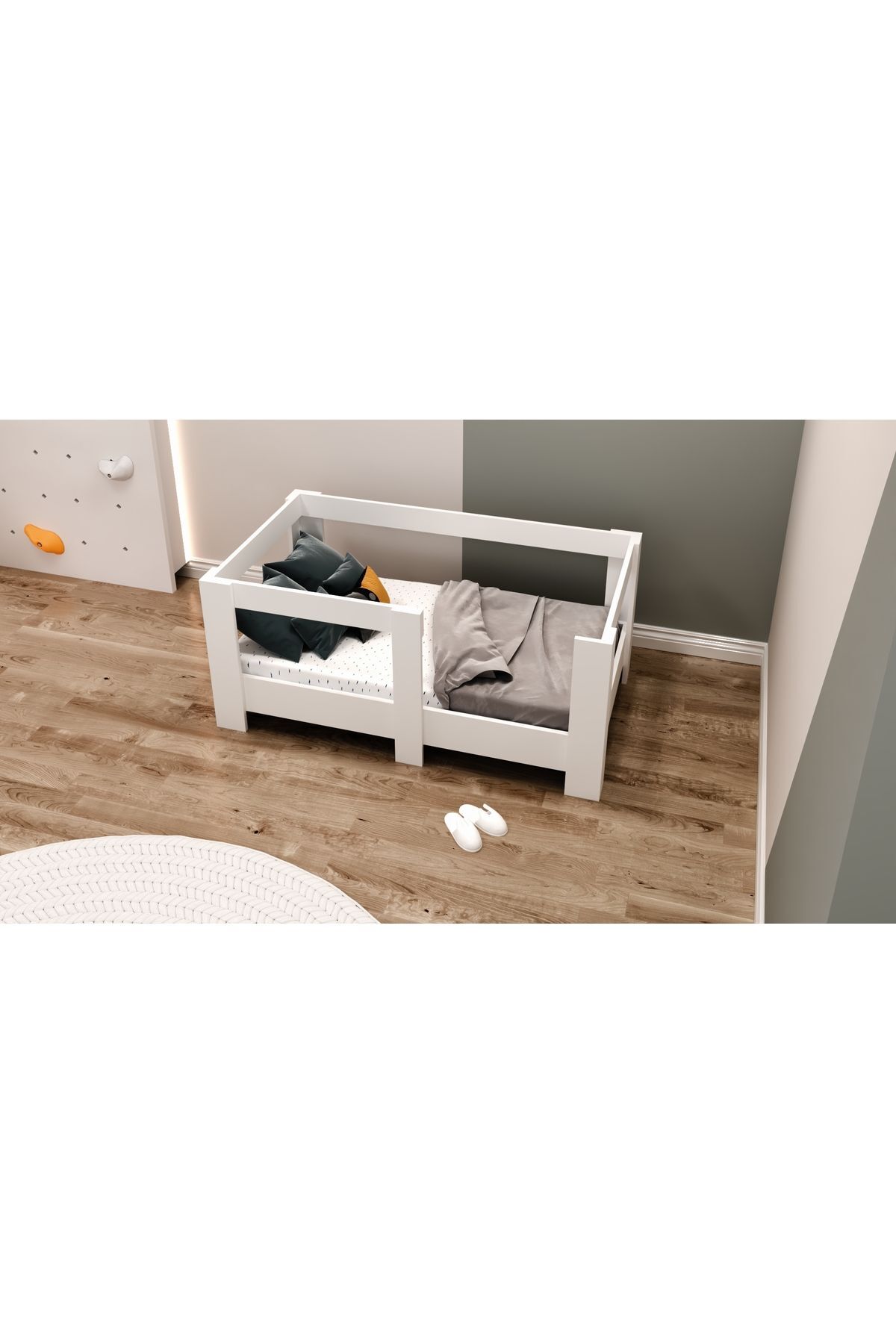 Lit Montessori compatible avec matelas en MDF blanc