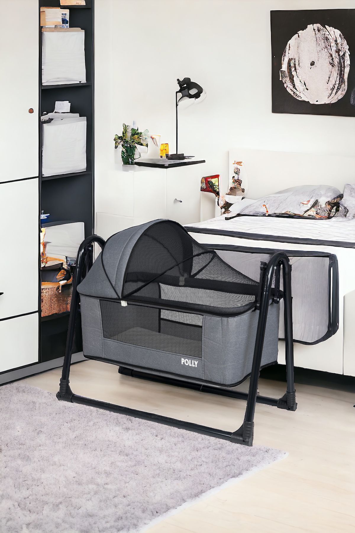 Berceau portable en lin à filet, lavable, oscillant, pour bébé, berceau panier, hamac pour bébé