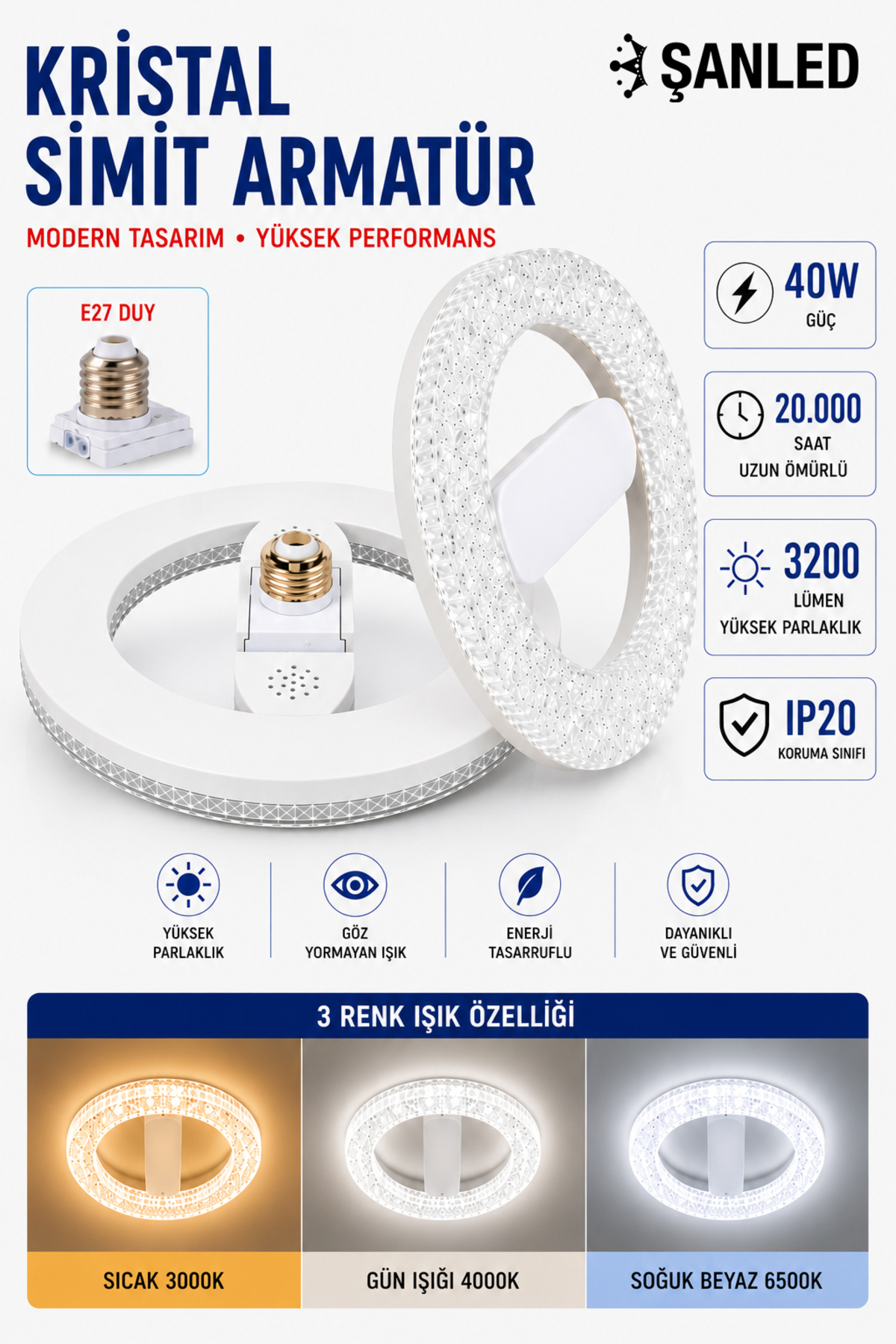 Modèle de W Simit KRISTAL Économique Ampoule LED Torche  Lumière Blanche - Disponible en  pièces