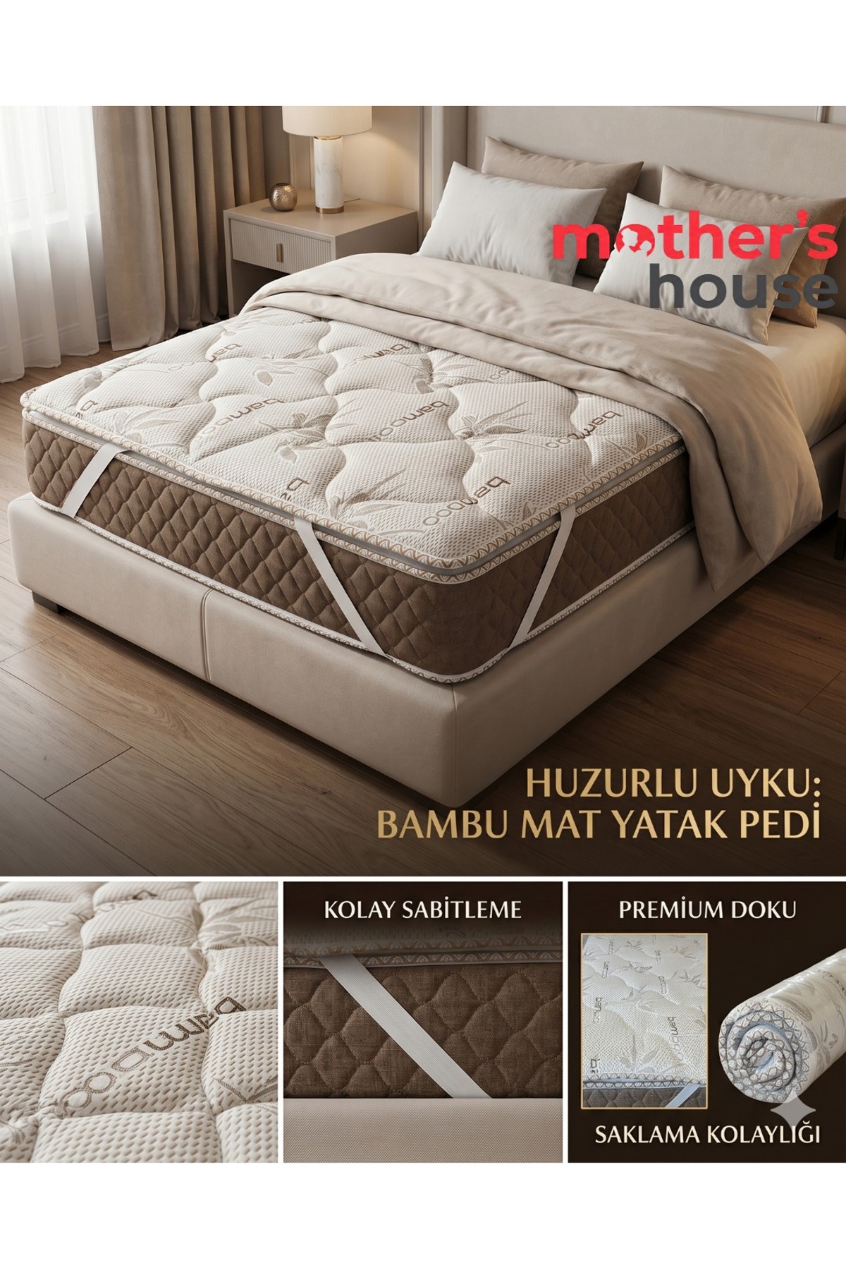 Matelas en bambou entièrement orthopédique, surmatelas de lit (PRODUIT AVEC OPTION DE TAILLE)