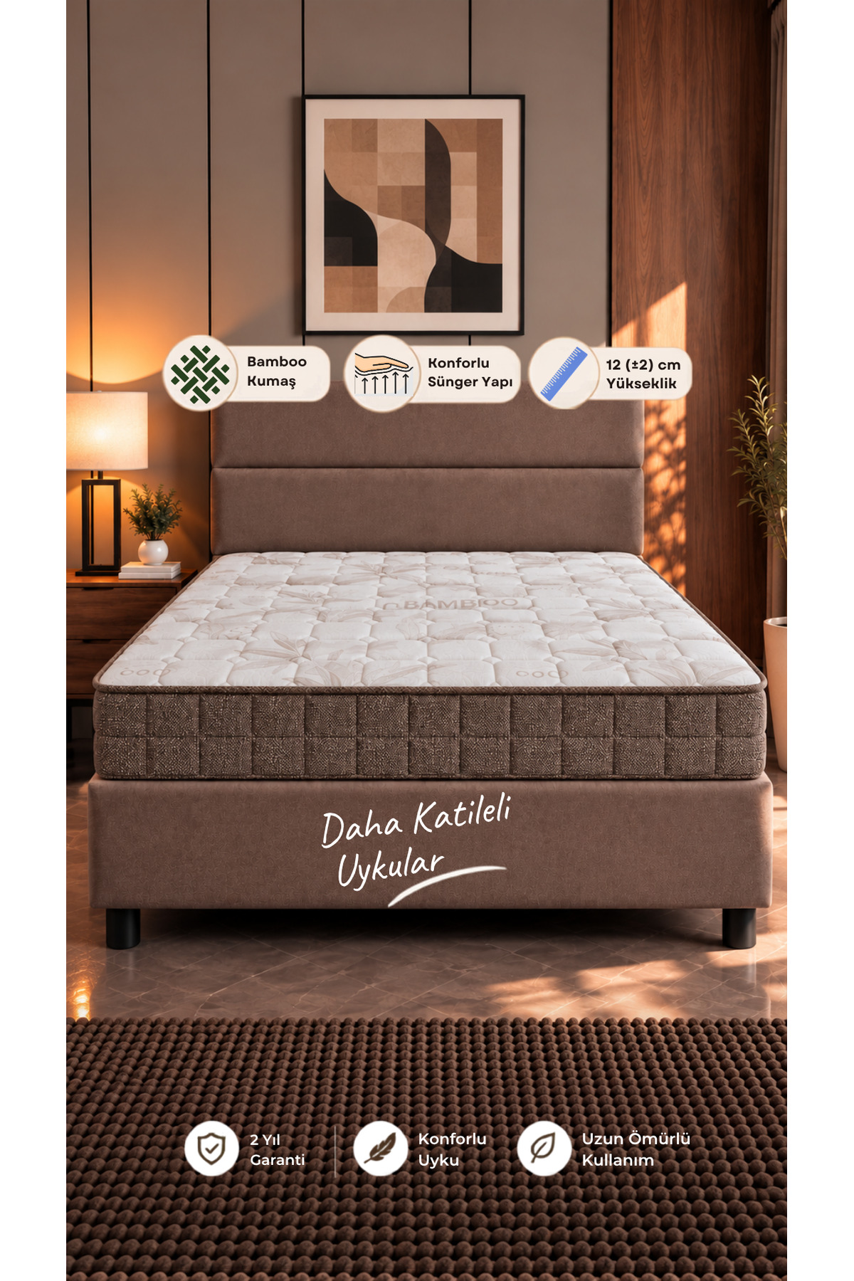 Matelas en mousse sans ressorts en bambou % orthopédique pour une personne  cm
