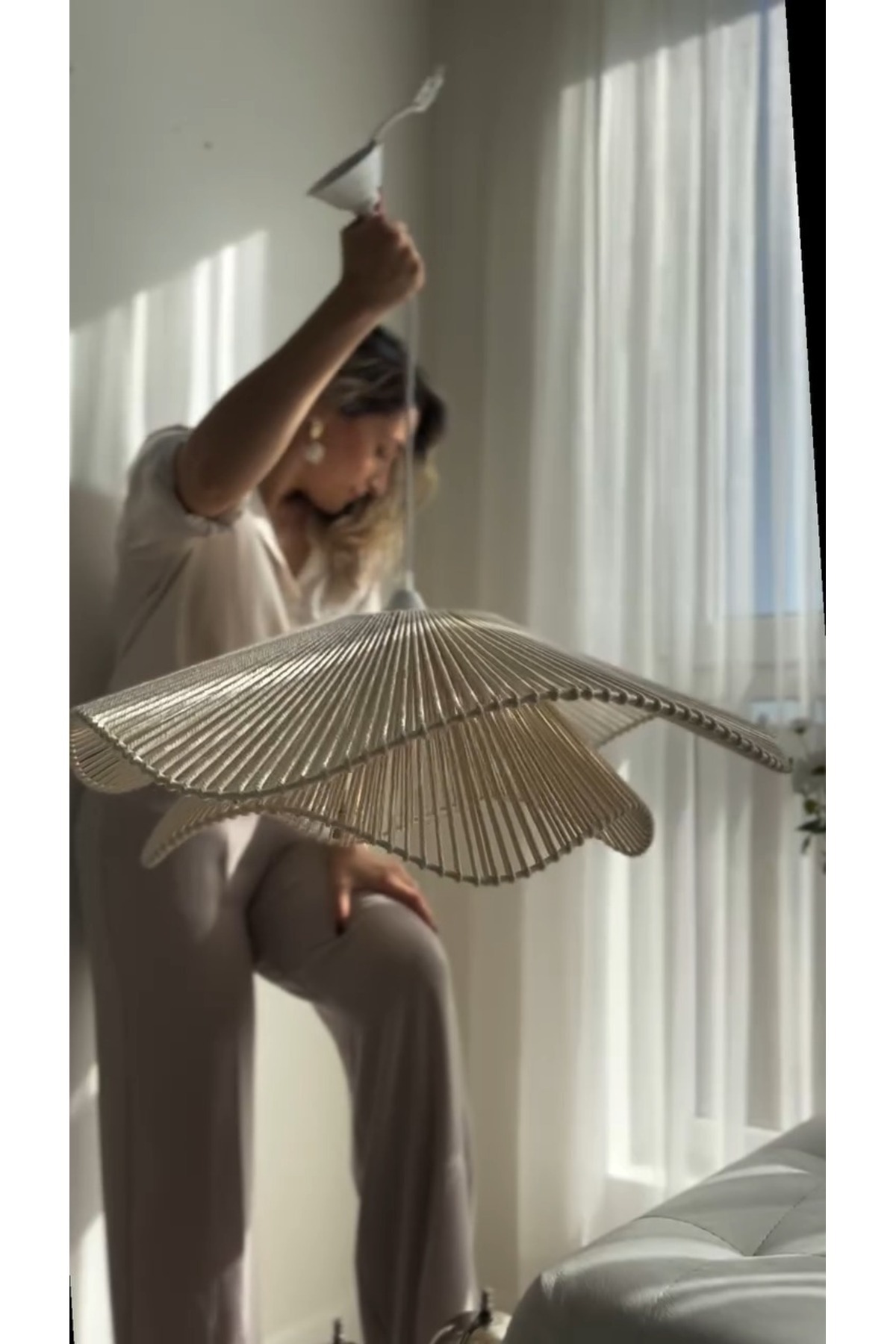 Lustre bohème de style rustique Lustre macramé Lustre de salon Lustre de chambre Lustre en rotin
