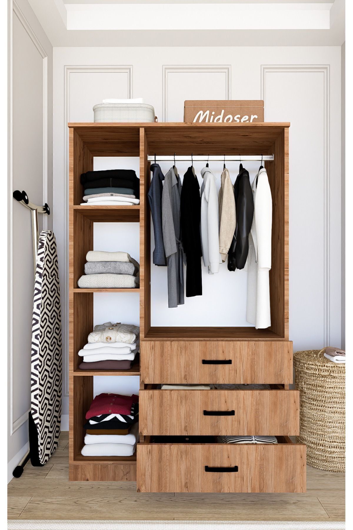 Armoire polyvalente Easy Atlantik Pin à 3 portes et 3 tiroirs