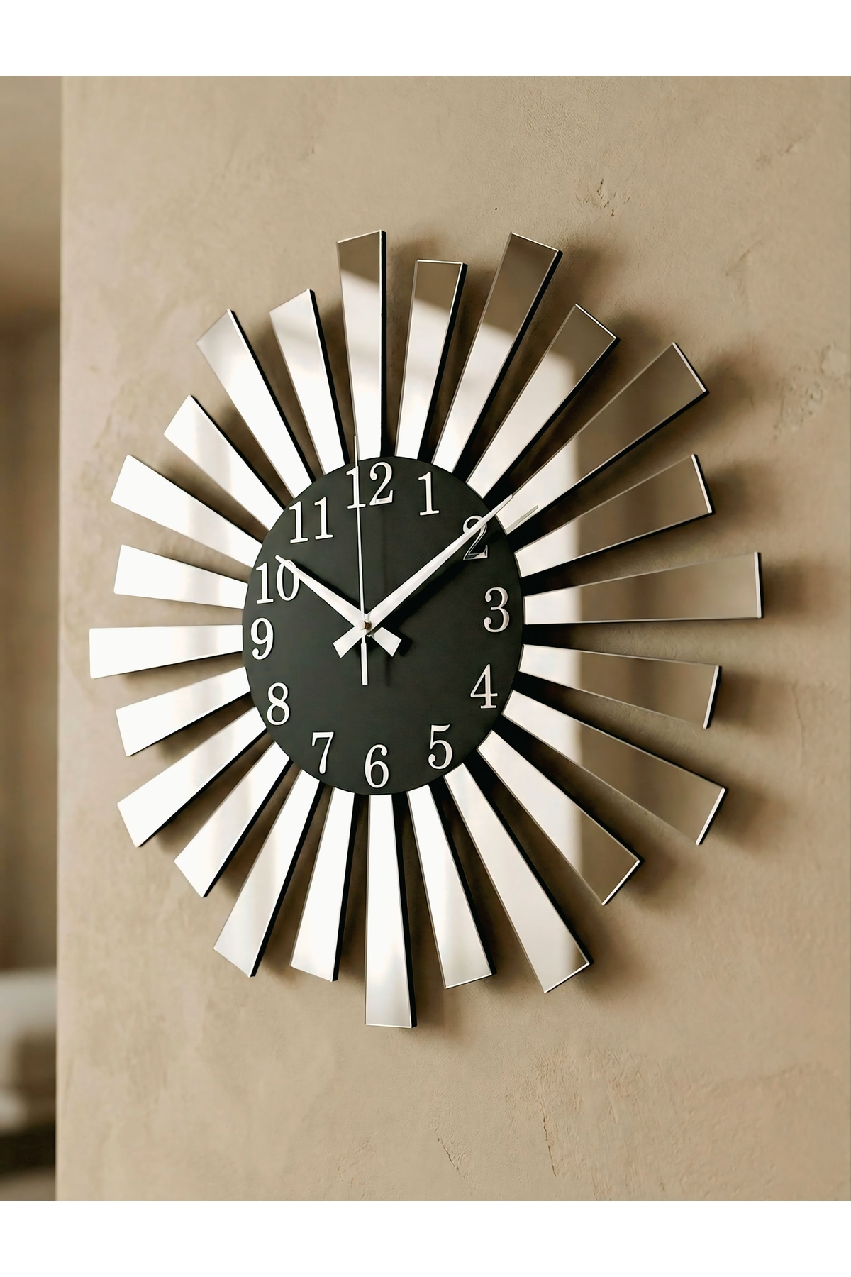 Horloge murale de maison en édition limitée modèle piano en plexiglas miroir argent noir pour cadeau de Noël