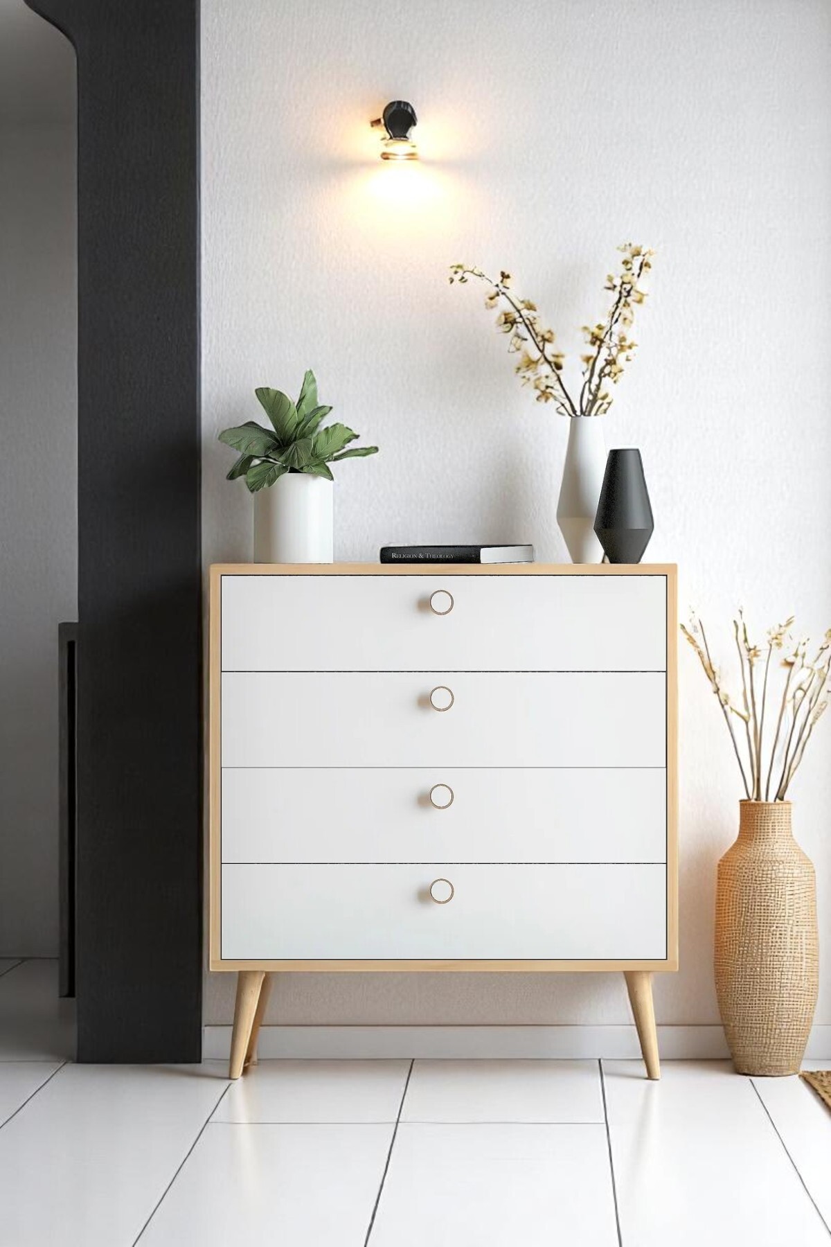 Commode Zen / Armoire polyvalente / Commode à tiroirs / Commode avec portes / Commode 4 tiroirs CM
