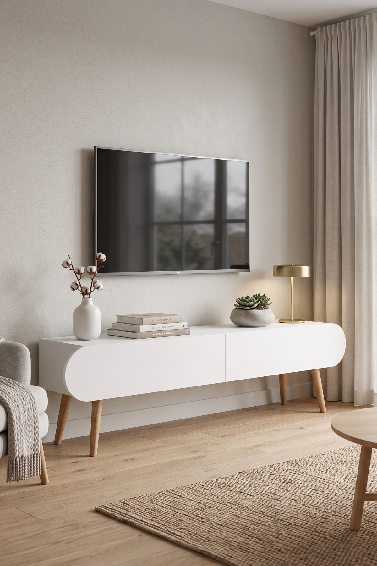 Table TV Lotus  cm Blanche