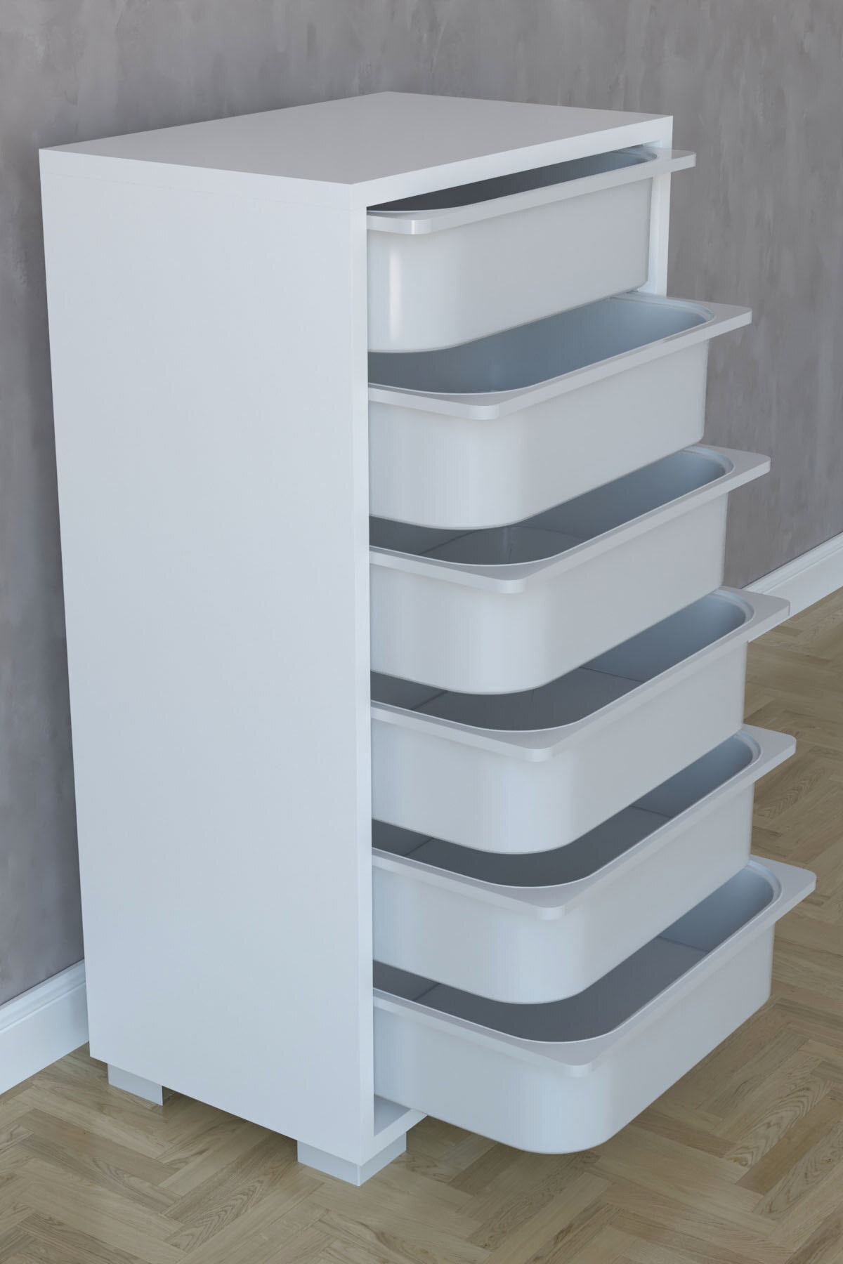 Armoire polyvalente à 6 paniers pour légumes - Meuble de cuisine blanc