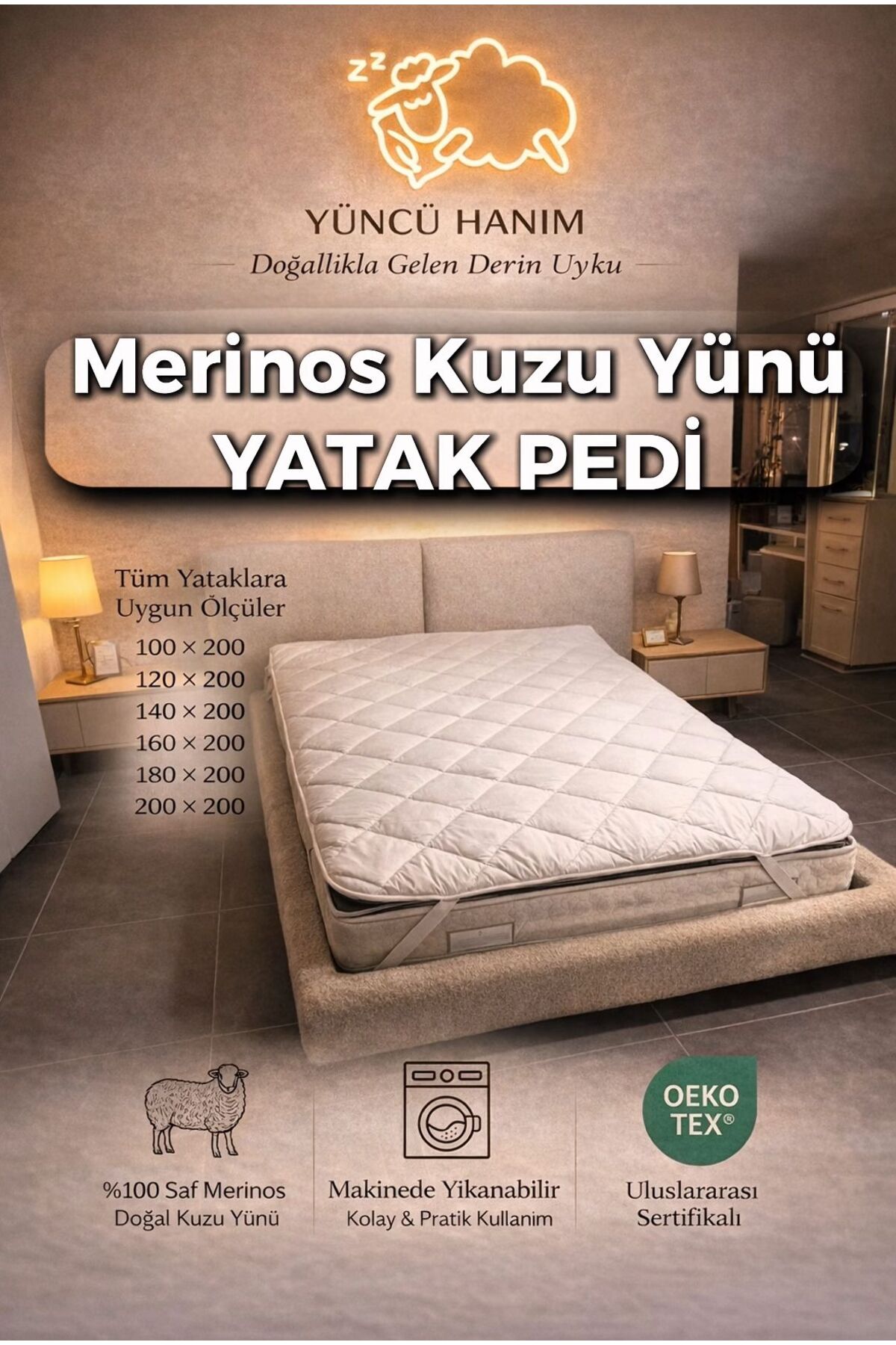 Matelas en Laine d'Agneau Mérinos, Protector de Matelas, Surmatelas ( % LAINE D'AGNEAU MÉRINOS)