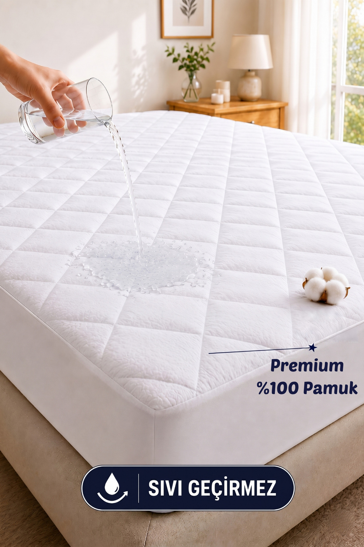 Protection de matelas ajustée en coton matelassé  % premium, entièrement imperméable aux liquides, taille simple, double et king