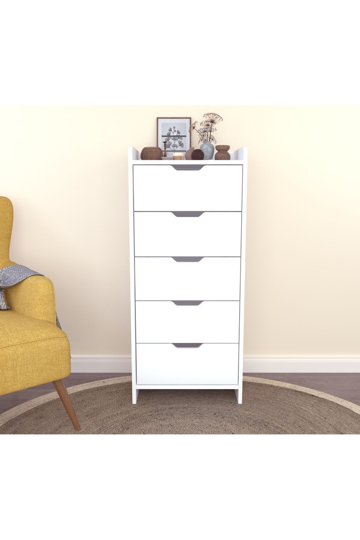 COMMODE BLANCHE LODOS À 5 TIROIRS