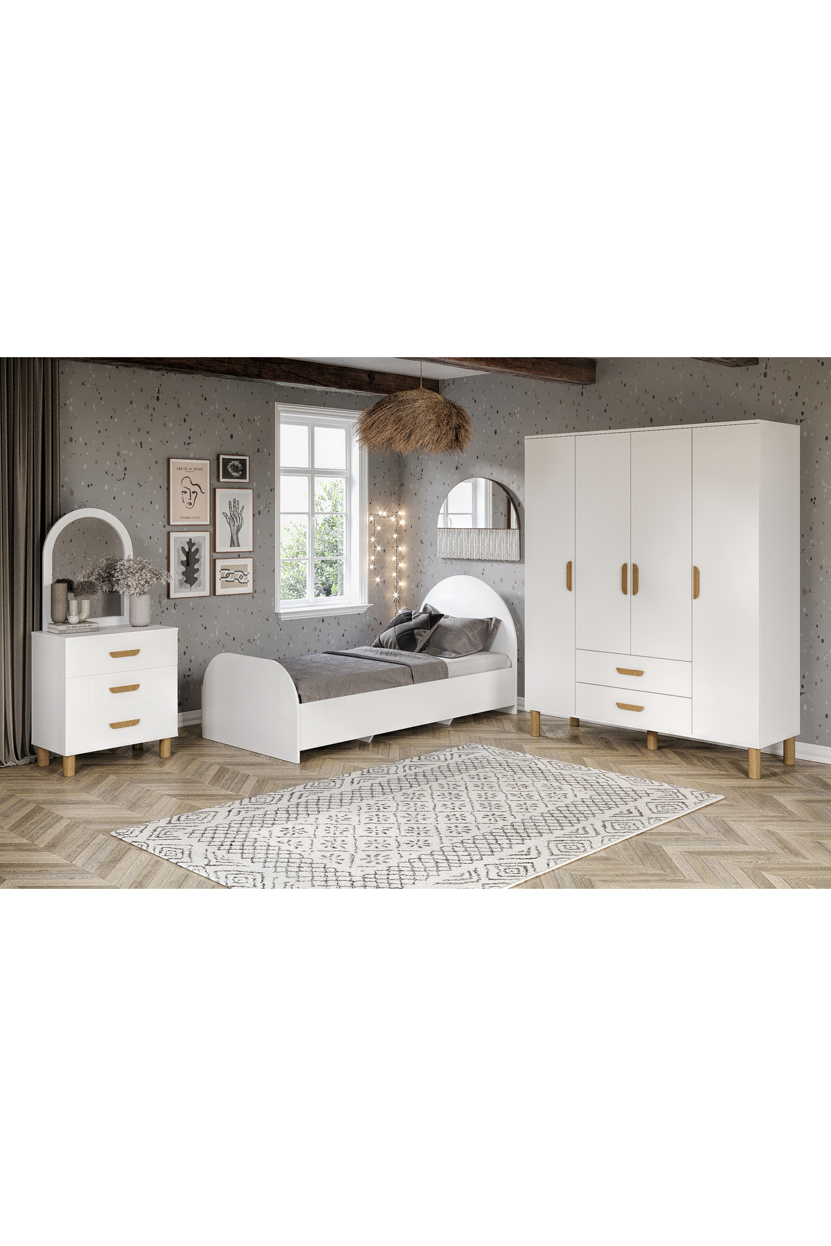 Ensemble de chambre d'enfant Bohem Sun, entièrement en MDF