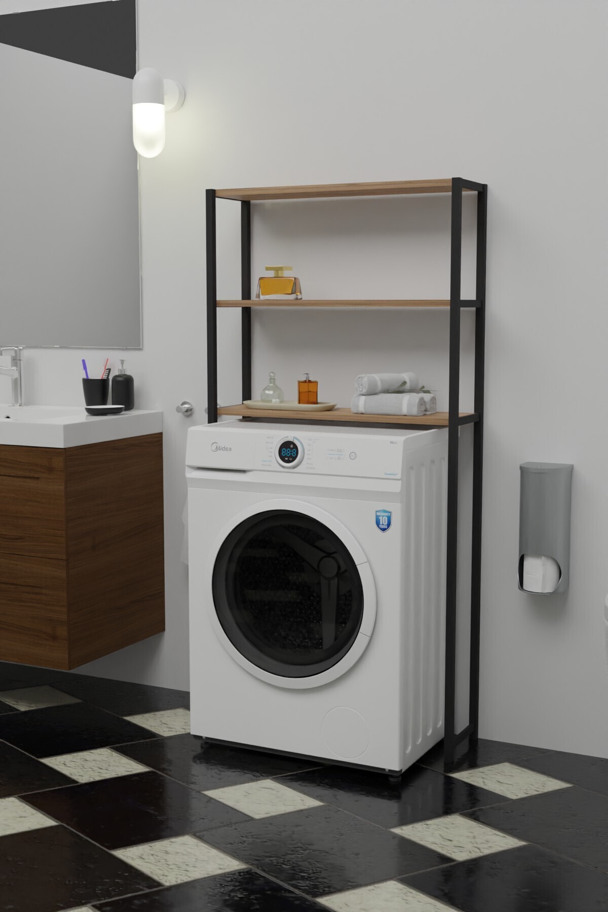 Étagère de rangement pour machine à laver, étagère de salle de bains, étagère au-dessus de la machine, étagère d'armoire en pin Atlantique