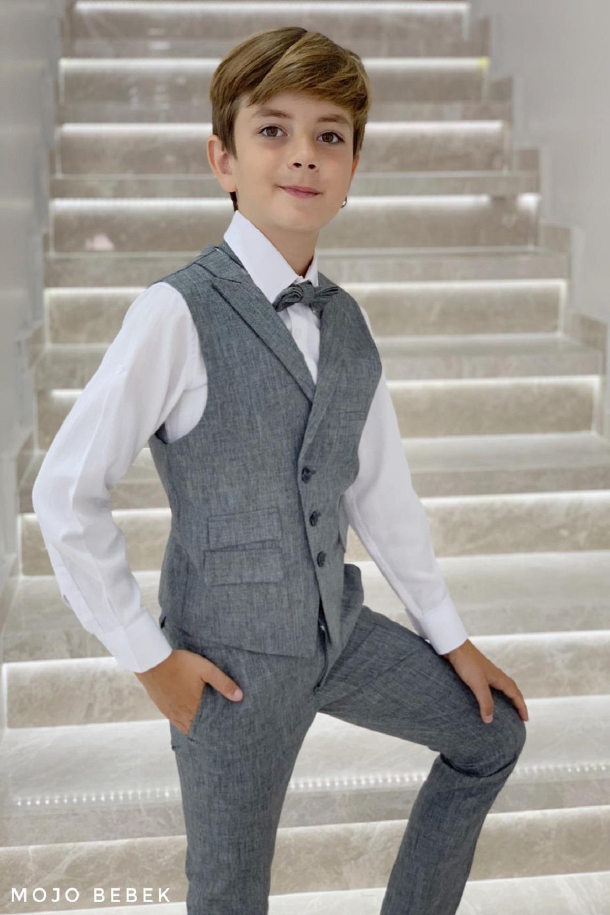Ensemble sportif avec gilet pour garçon Mojo, détails de poche,  Gris