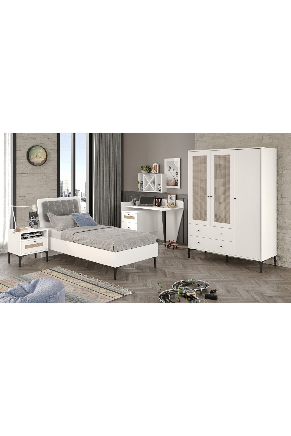 Ensemble de chambre d'adolescent Trio White L (MDF)