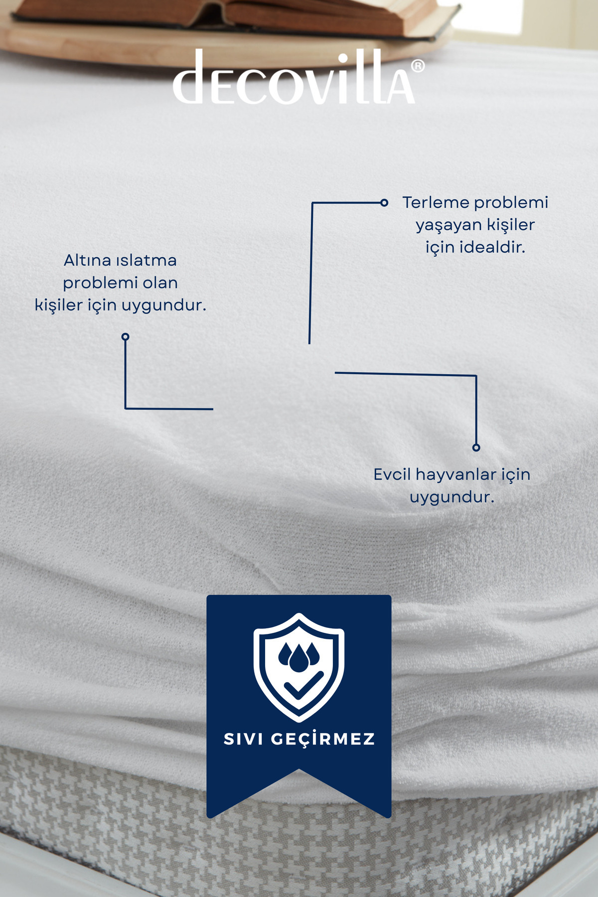 Protège-matelas imperméable à l'eau avec bord complet ajusté en microfibre, drap blanc