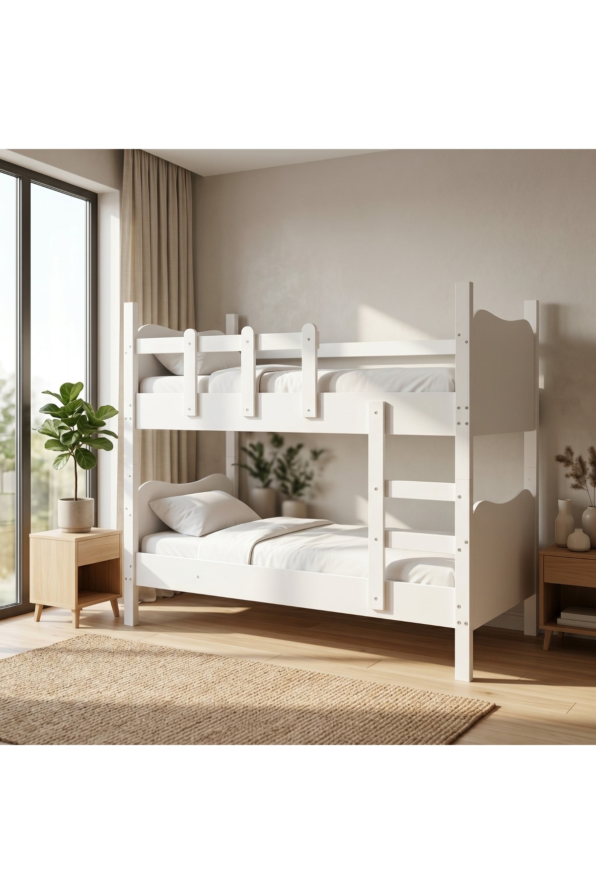 Lit superposé confortable avec échelle détachable cm (% MDF)