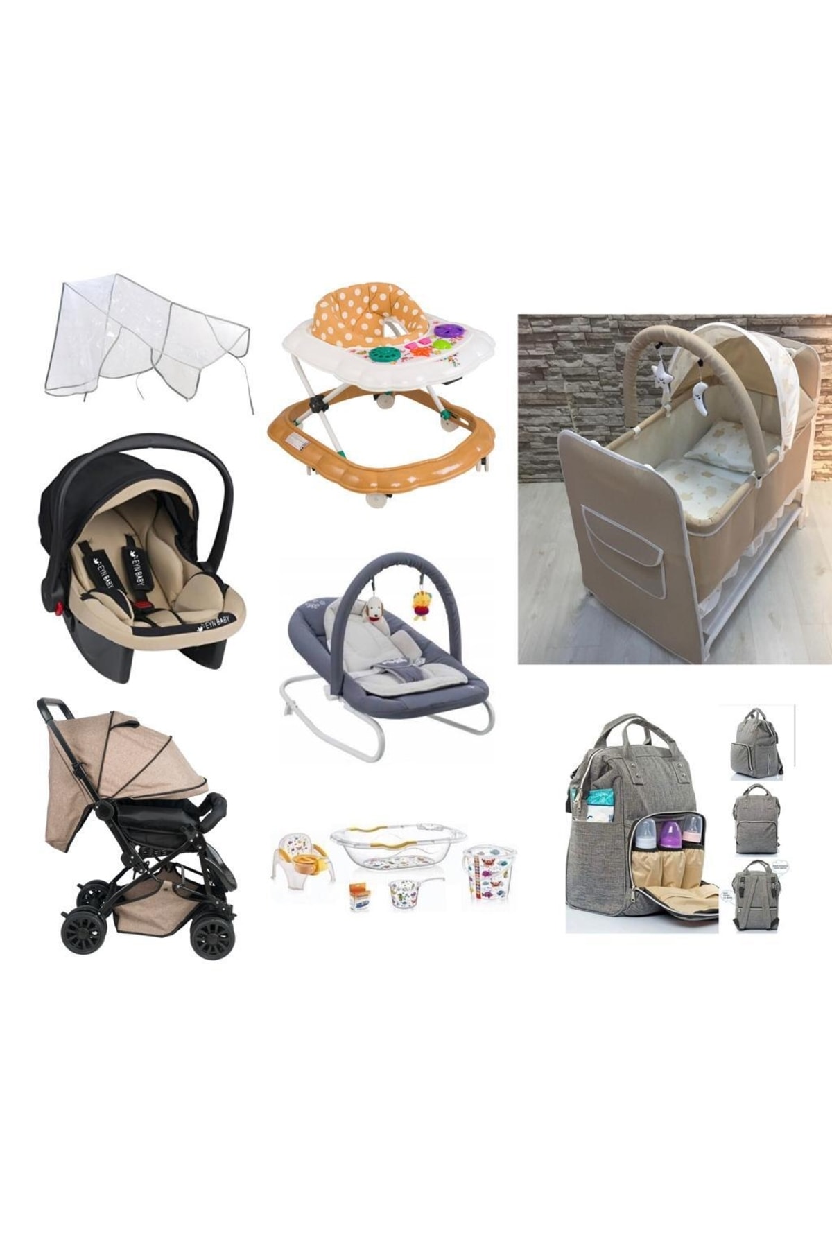 Ensemble de naissance pour bébé Almira Kids : articles pour bébé, landau réversible, berceau, siège auto, trotteur, baignoire