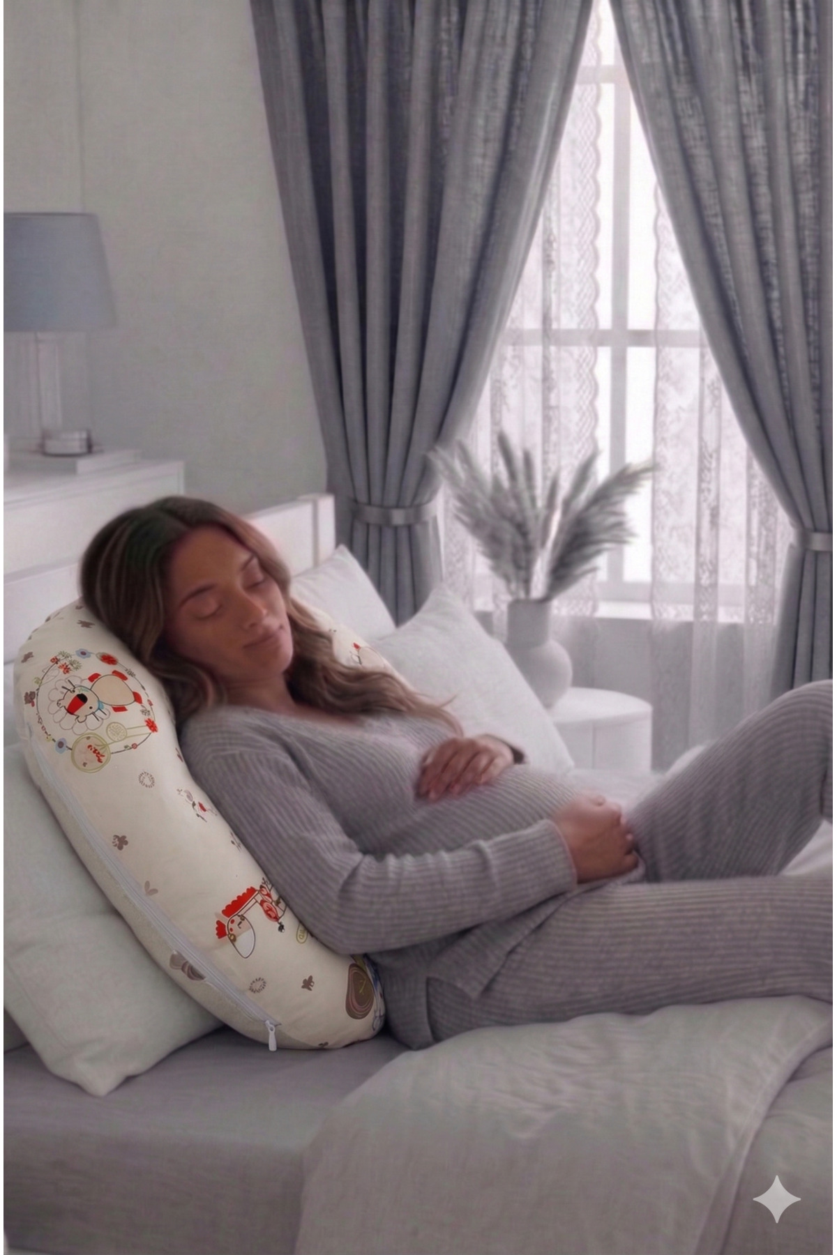 Coussin d'allaitement double face / Coussin de soutien pour bébé, Coussin de grossesse, Tissu en coton, Série Animal