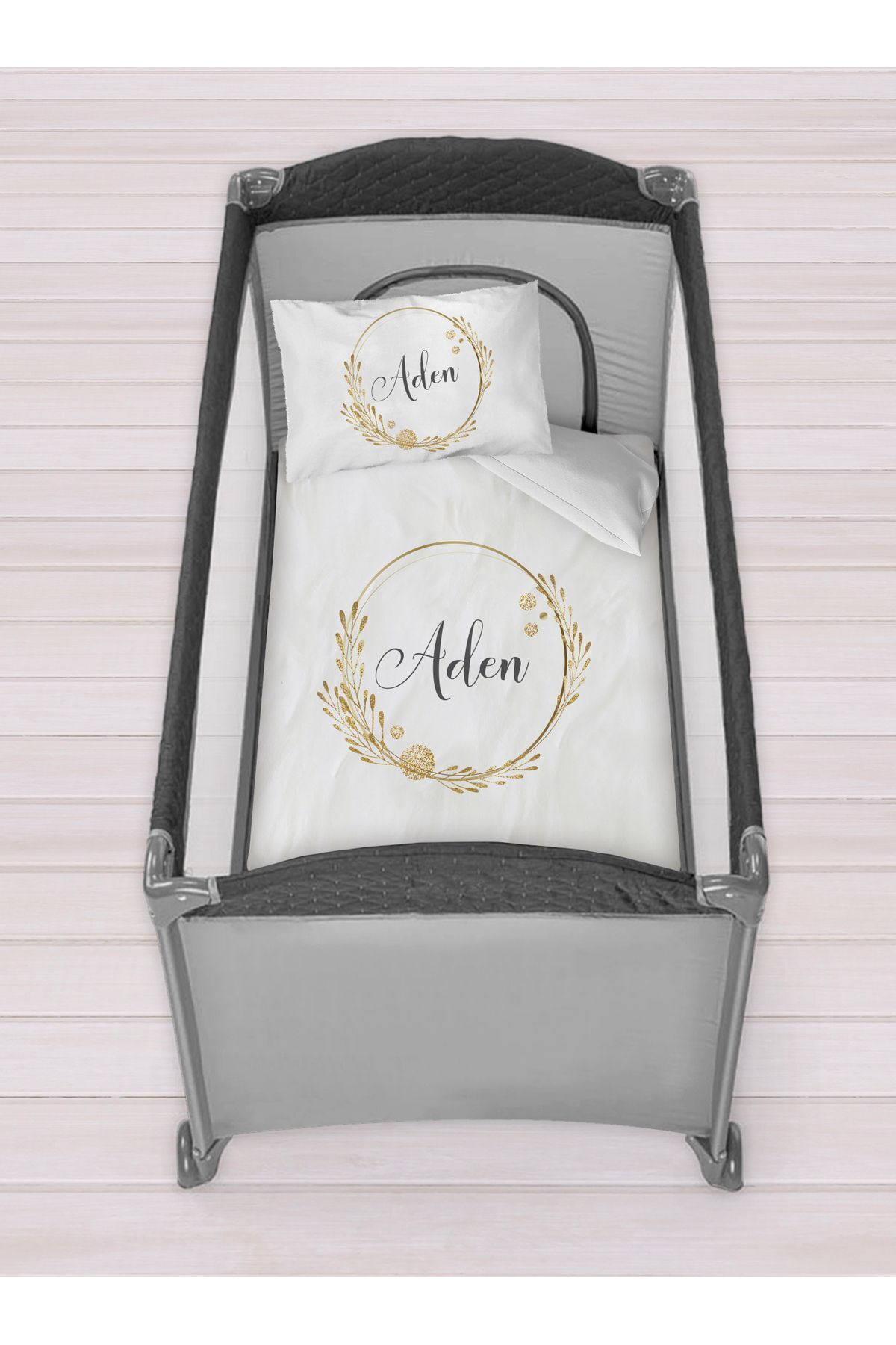 Parure de lit pour berceau  personnalisée avec nom