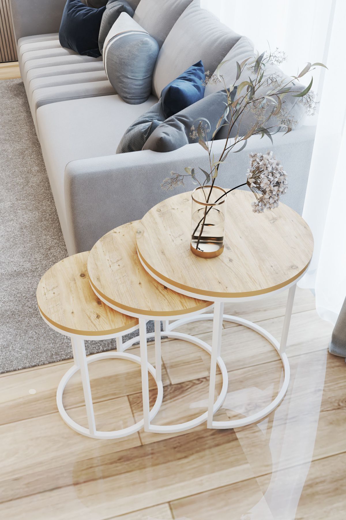 Table d'appoint Ecol 3 pièces de luxe C Zigon Blanche Rivoli