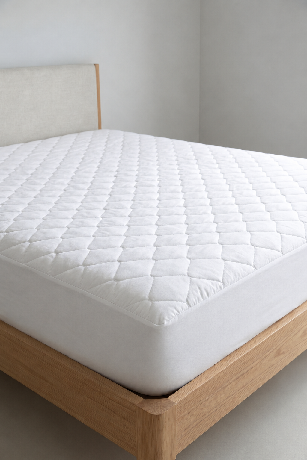 Protège-matelas en coton matelassé avec bord complet, blanc