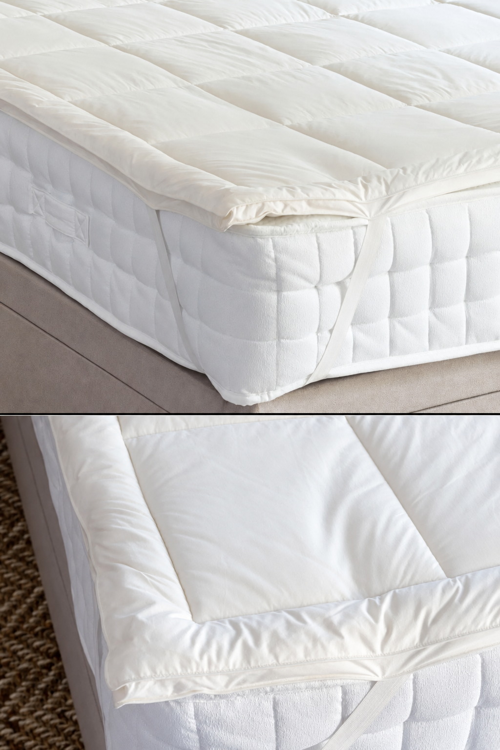 Protège-matelas en laine d'agneau à élastique aux coins | Couvre-lit en laine mérinos  % naturelle Simple, Double, King