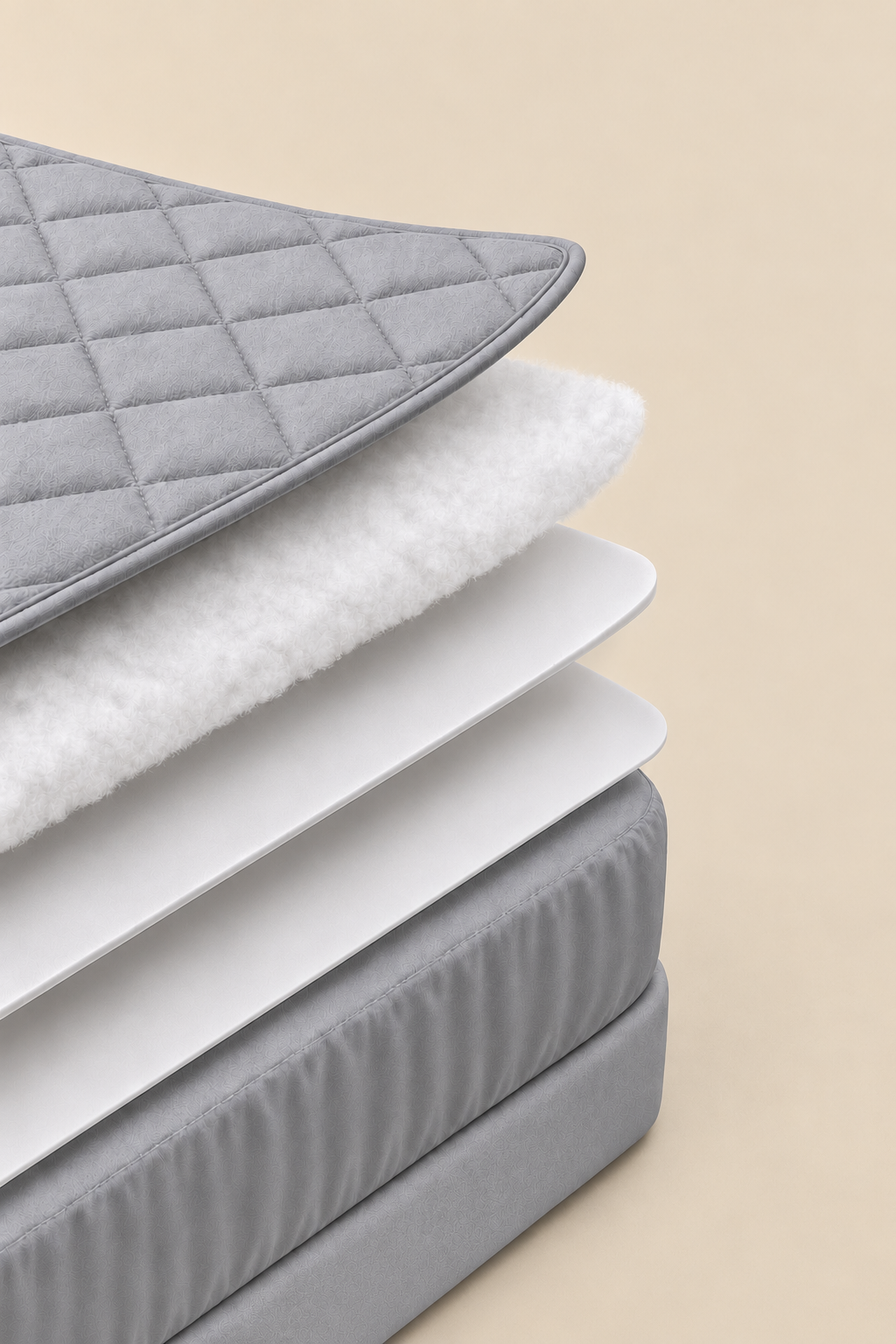 Protection de matelas matelassée Premium grise  % coton, ajustée, bord complet, imperméable, pour toutes les tailles