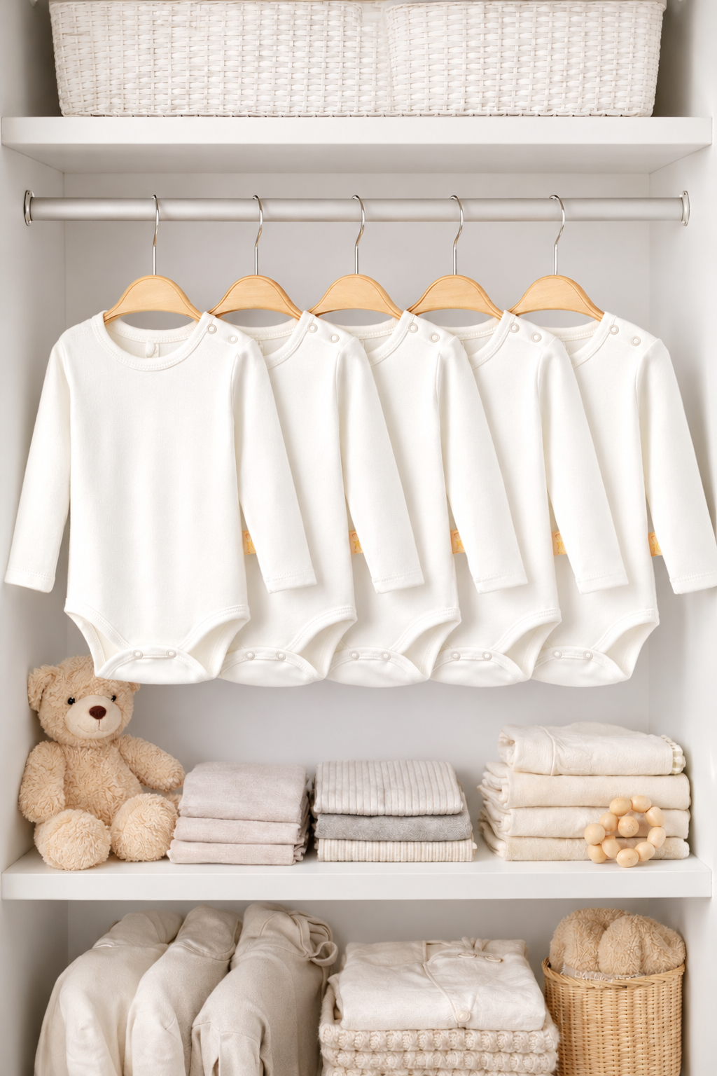 Lot de 5 Bodies Bébé à Manches Longues 0-5 Ans % Coton Body Bébé en Coton Unisexe Fille Garçon