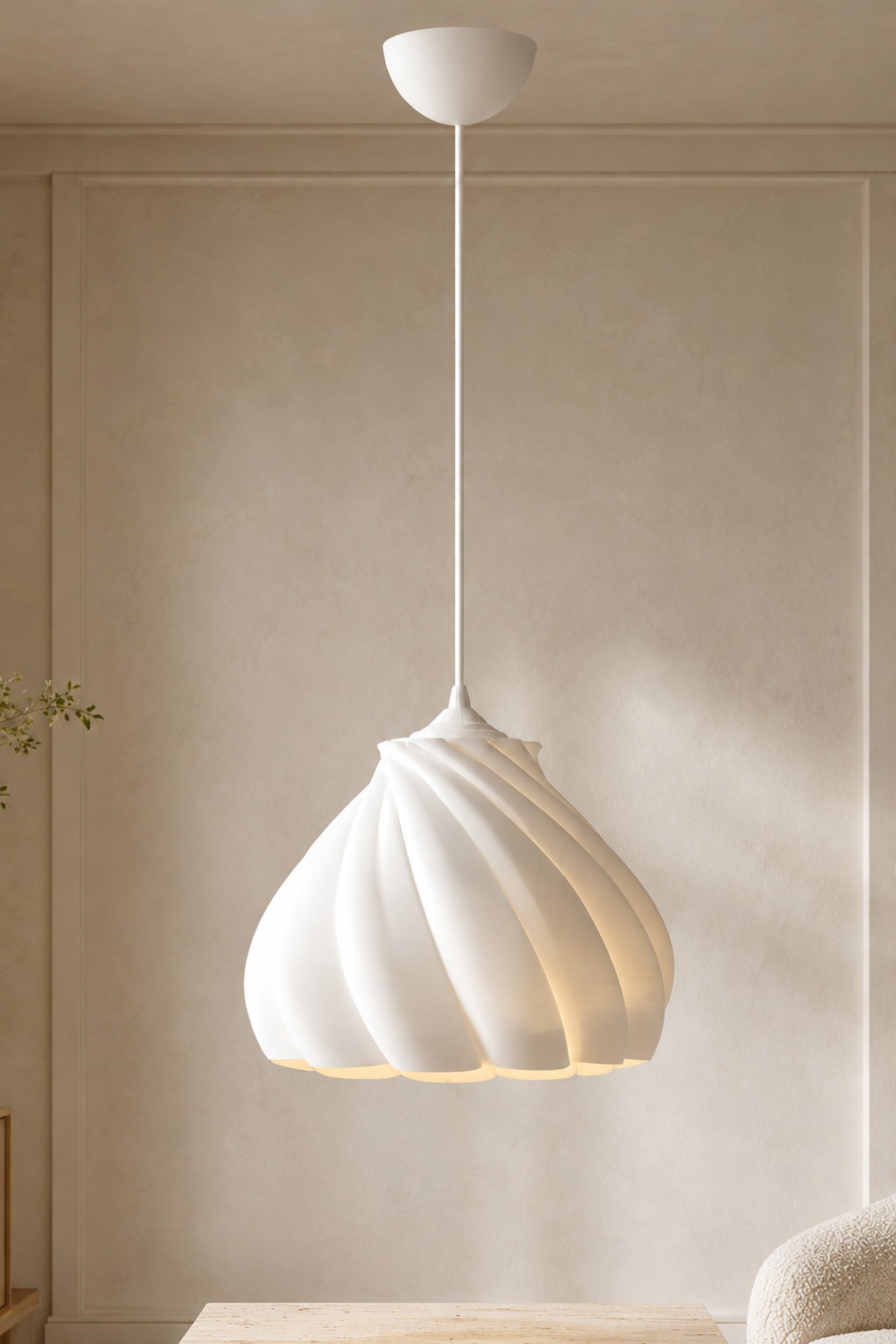 Suspension Simple Blanche Citrouille, Cuisine Style Campagne Moderne, Lustre Salon, Chambre (Bioplastique) 