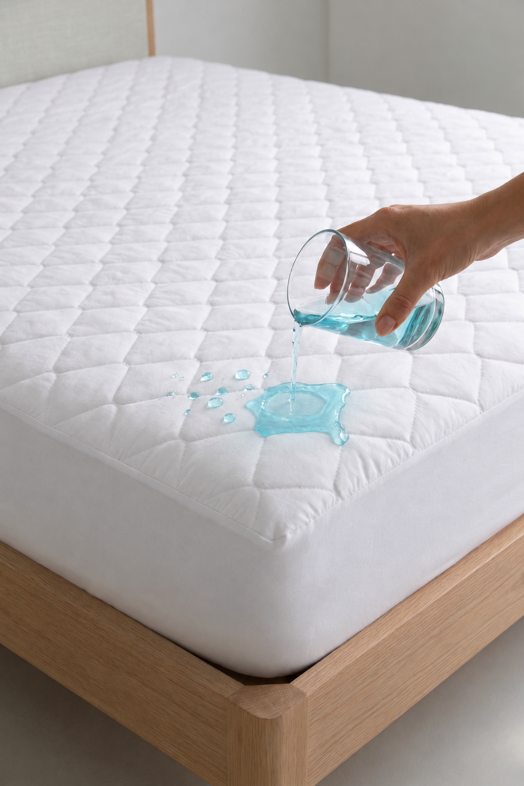Protège-matelas en coton matelassé, ajustable, bord complet, imperméable, blanc