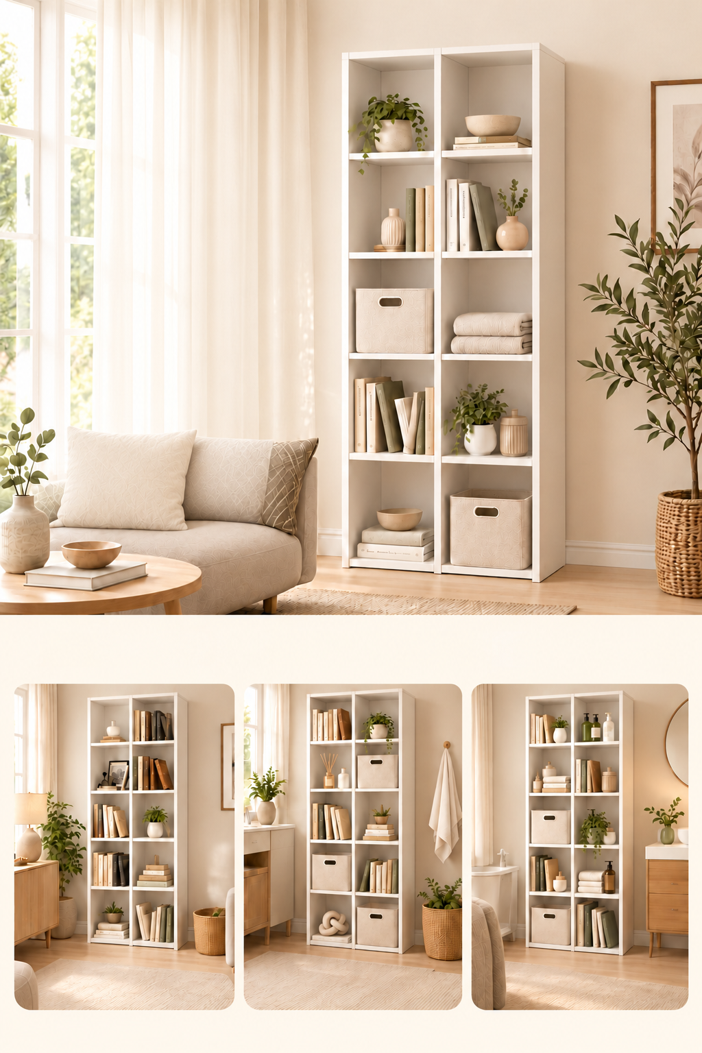 Bibliothèque à  compartiments/étagères, armoire blanche sans porte, armoire organisatrice