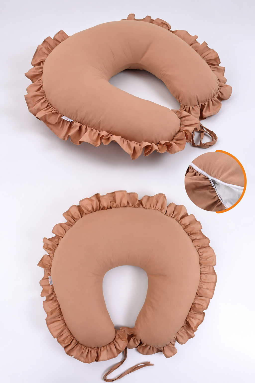 Coussin d'allaitement - % coton - Marron à volants